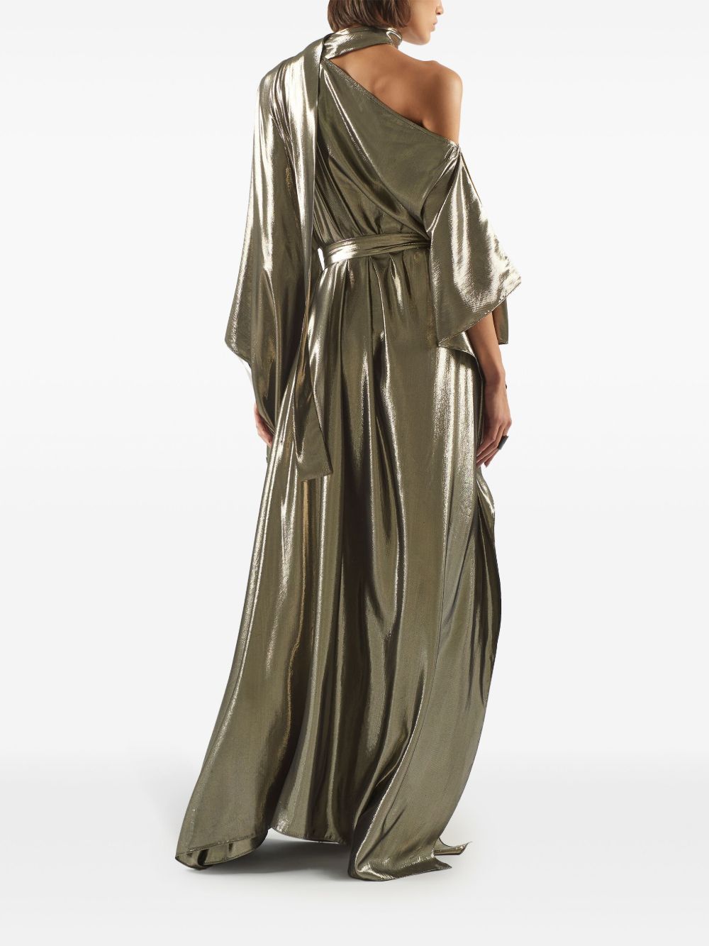 TALLER MARMO One-Shoulder Long Dress with Side Slit and Scarf Detail
