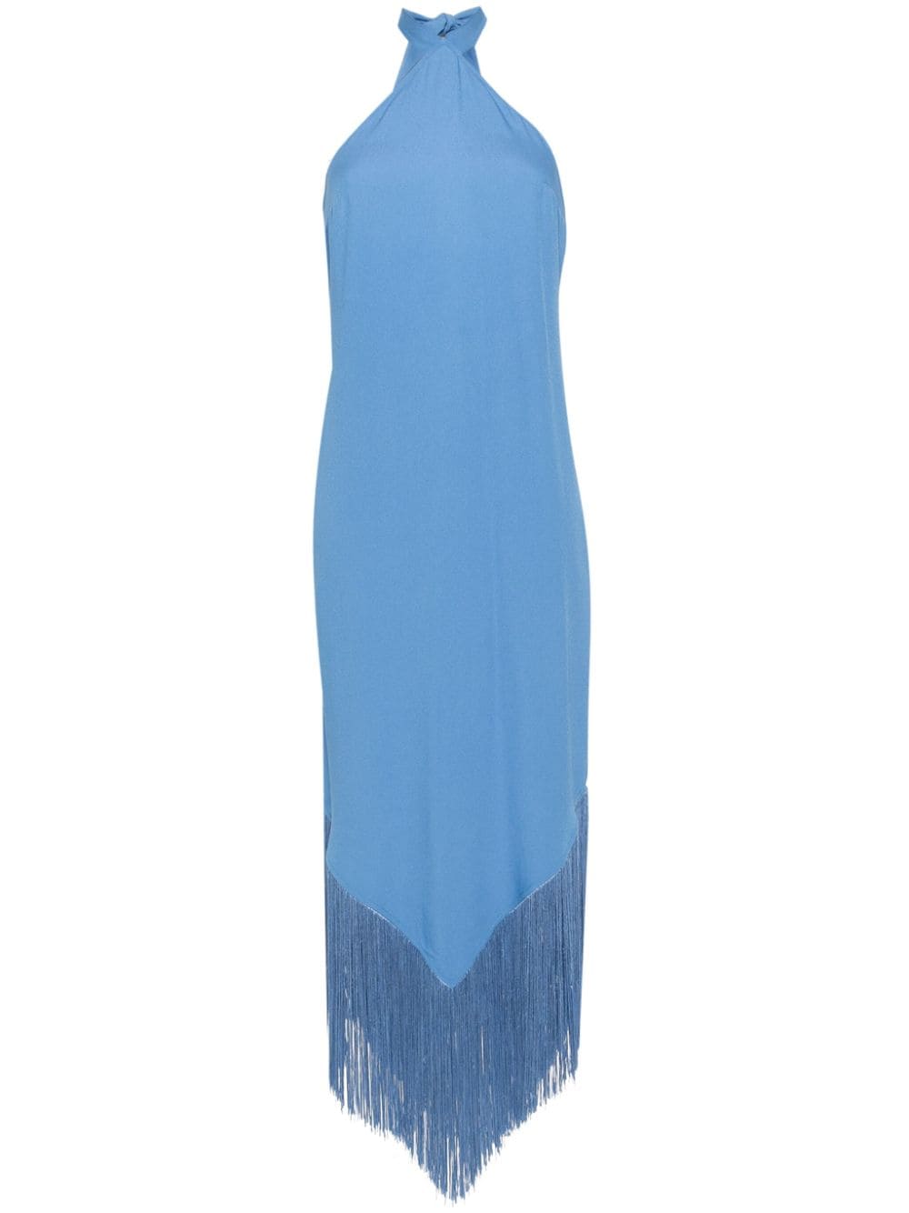 TALLER MARMO Fringed Mini Dress with Halterneck Tie