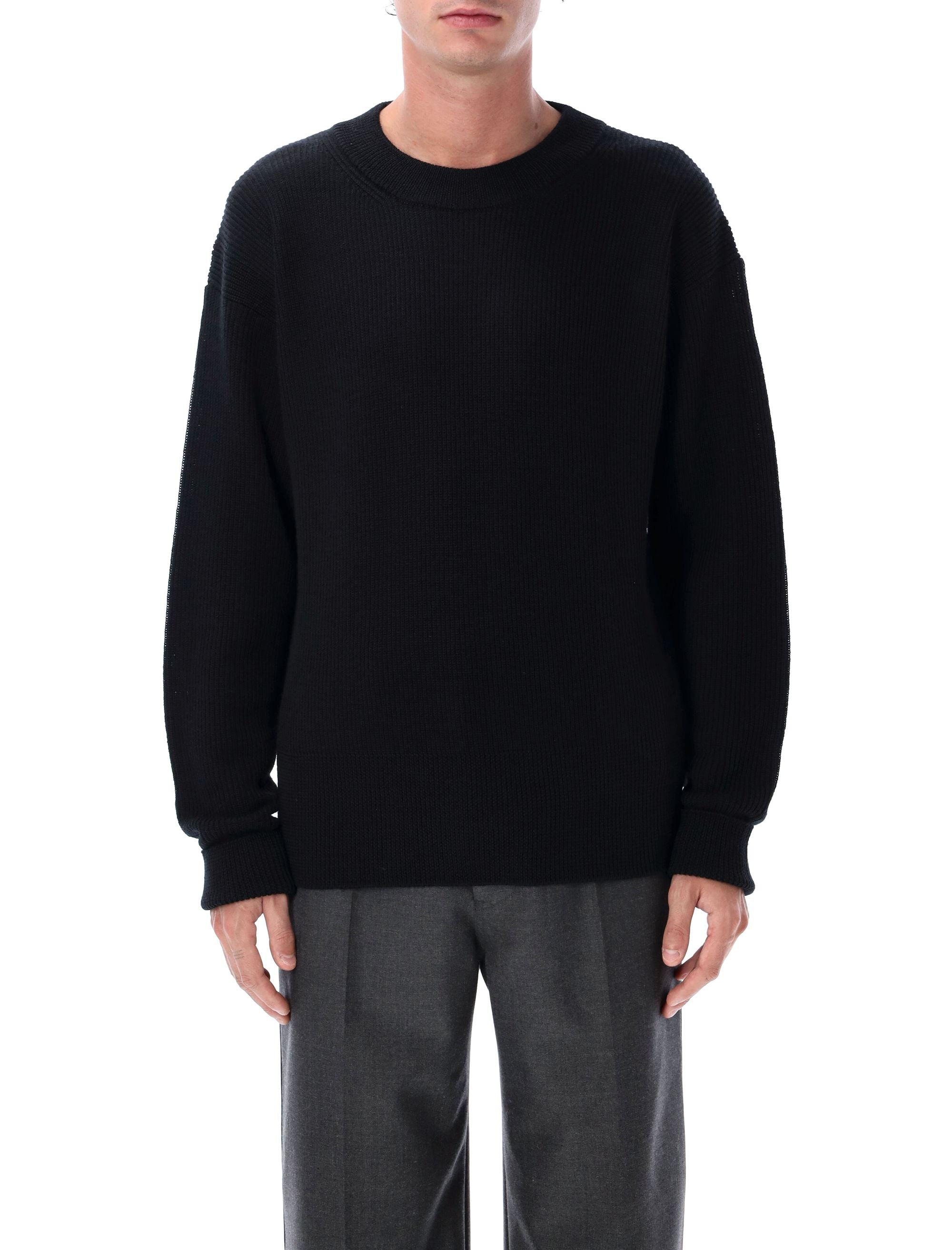 LEMAIRE Ribbed Crew Neck Sweater with Dropped Shoulder Sleeves