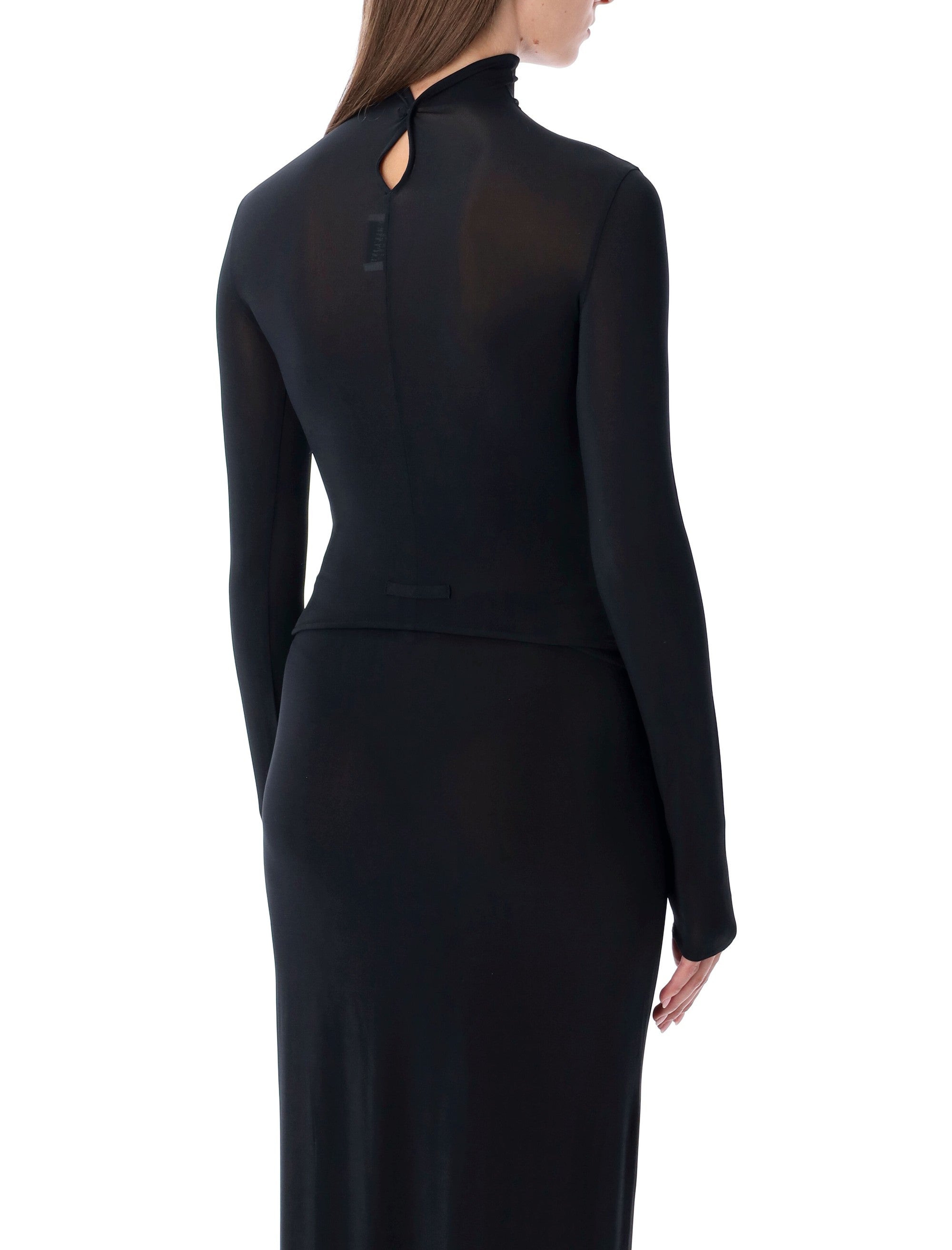 JEAN PAUL GAULTIER Long-Sleeve High-Neck Body with Lingerie Details - Size 36