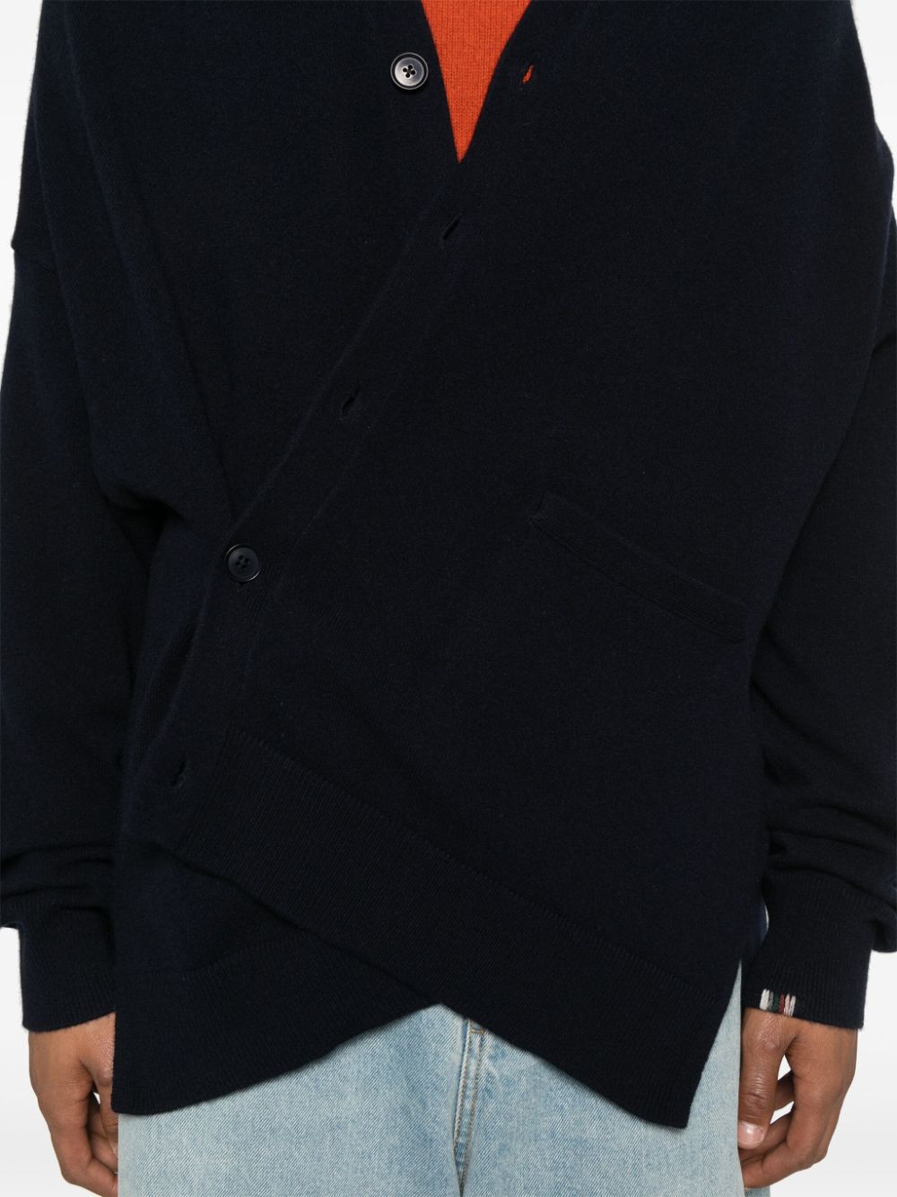 EXTREME CASHMERE Cashmere Blend Fine Ribbed Cardigan - Unisex Sizing