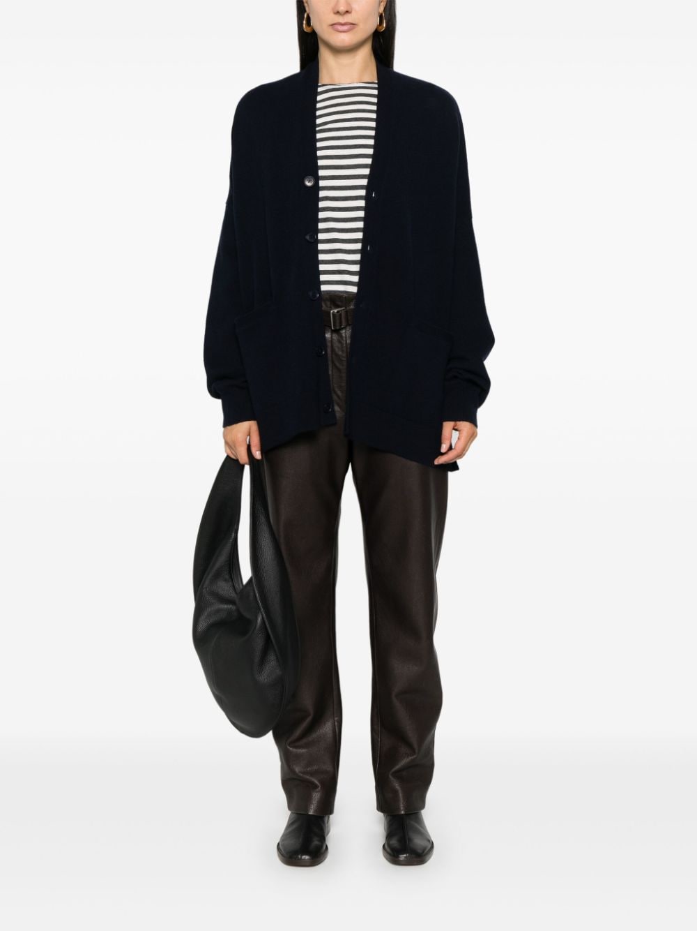 EXTREME CASHMERE Cashmere Blend Fine Ribbed Cardigan - Unisex Sizing