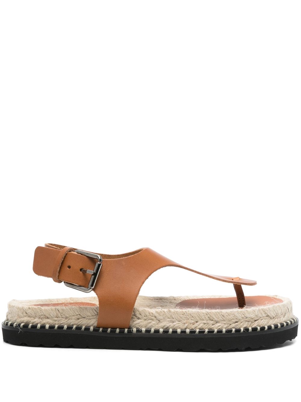 CASTAÑER Leather Thong Sandals with Buckle Ankle Strap