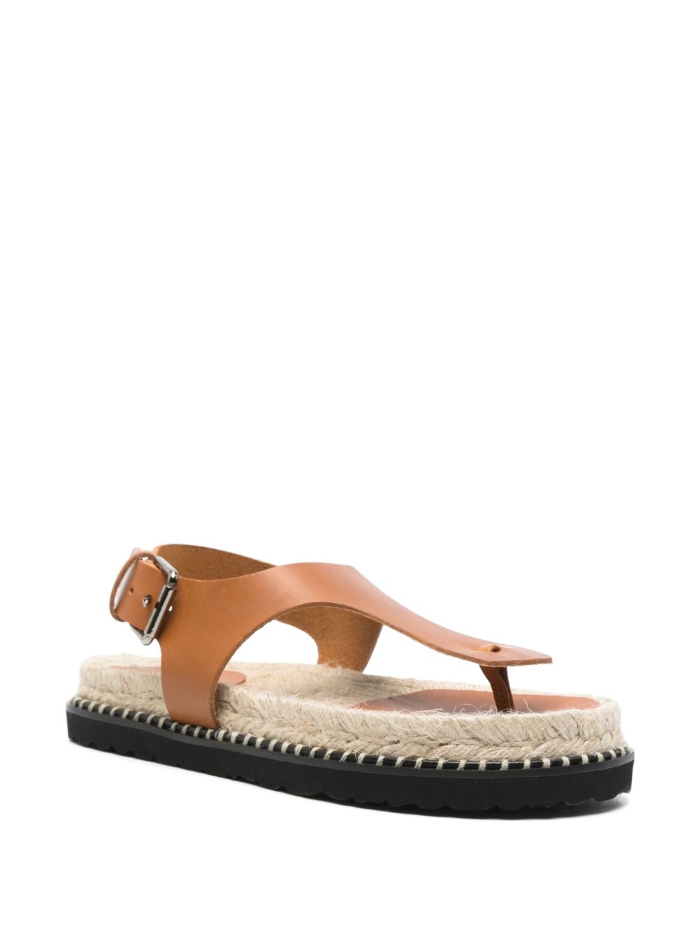 CASTAÑER Leather Thong Sandals with Buckle Ankle Strap