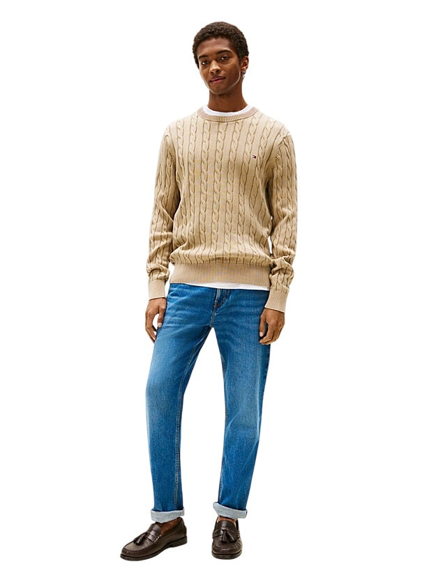 TOMMY HILFIGER Men's Vintage Cable-Knit Crewneck Sweater