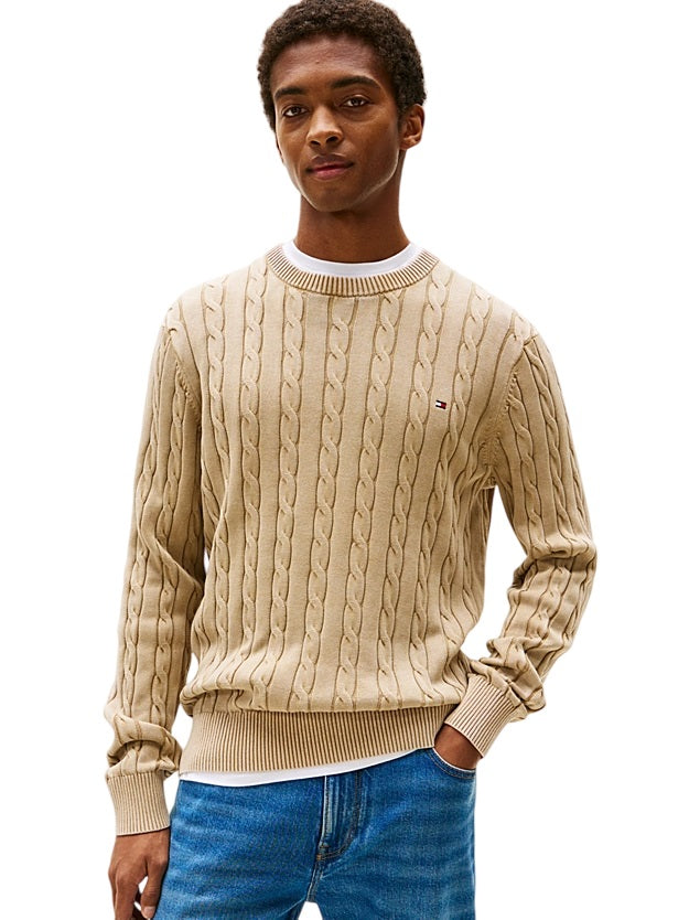 TOMMY HILFIGER Men's Vintage Cable-Knit Crewneck Sweater