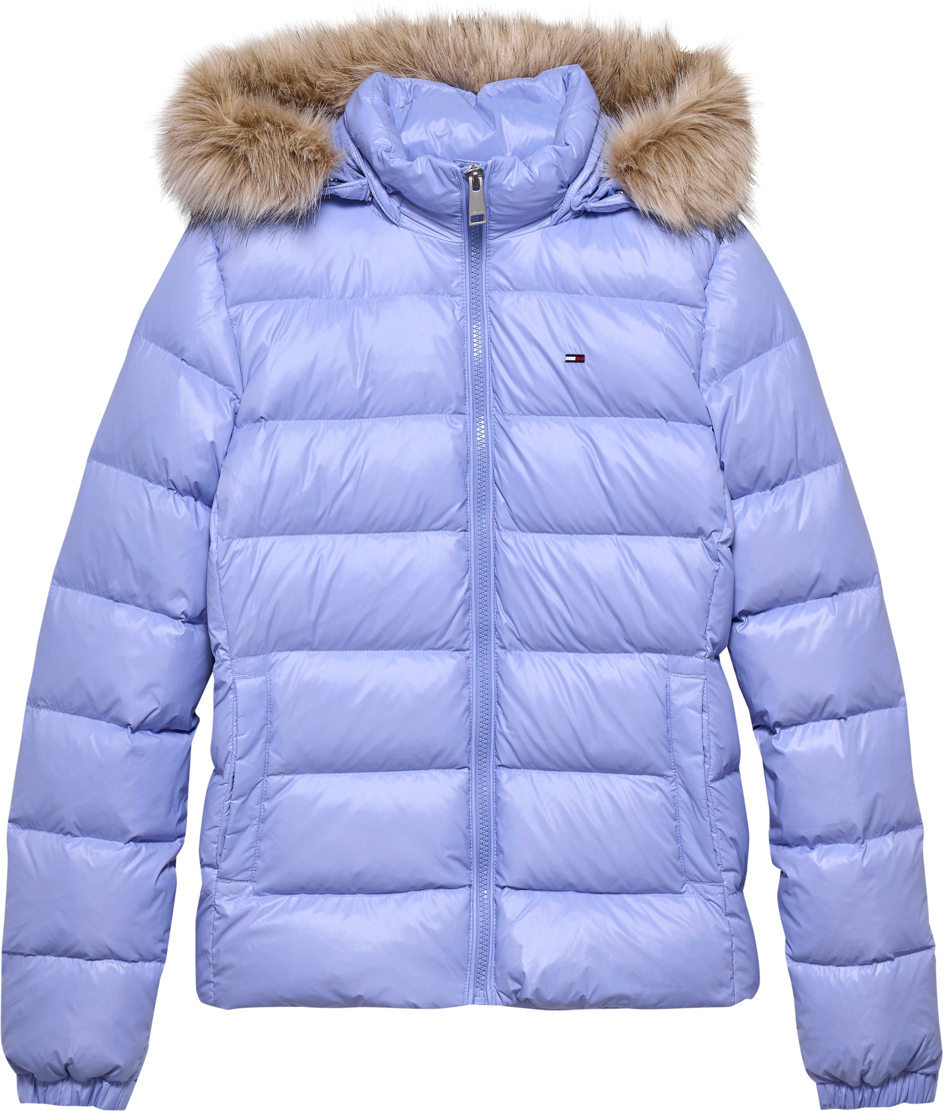TOMMY JEANS Slim Fit Padded Down Jacket with Faux Fur Hood - Size S