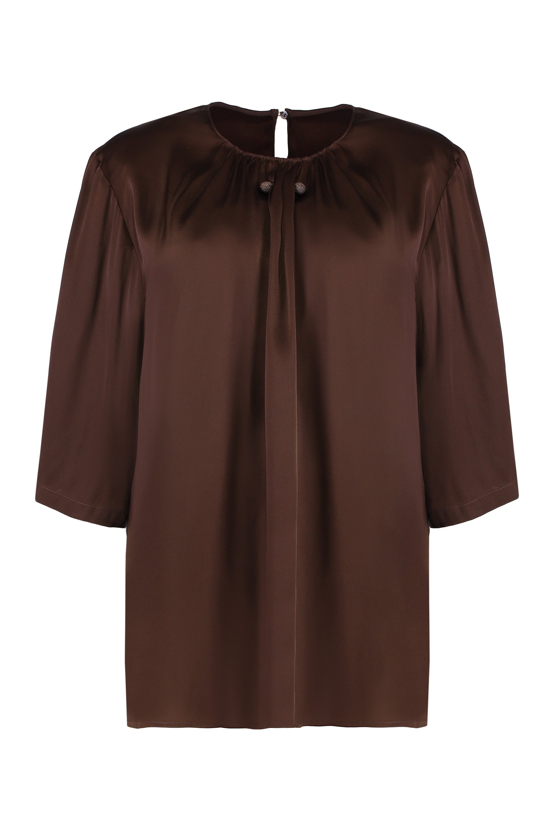 FABIANA FILIPPI Viscose Blend Blouse with Back Keyhole Button Detail