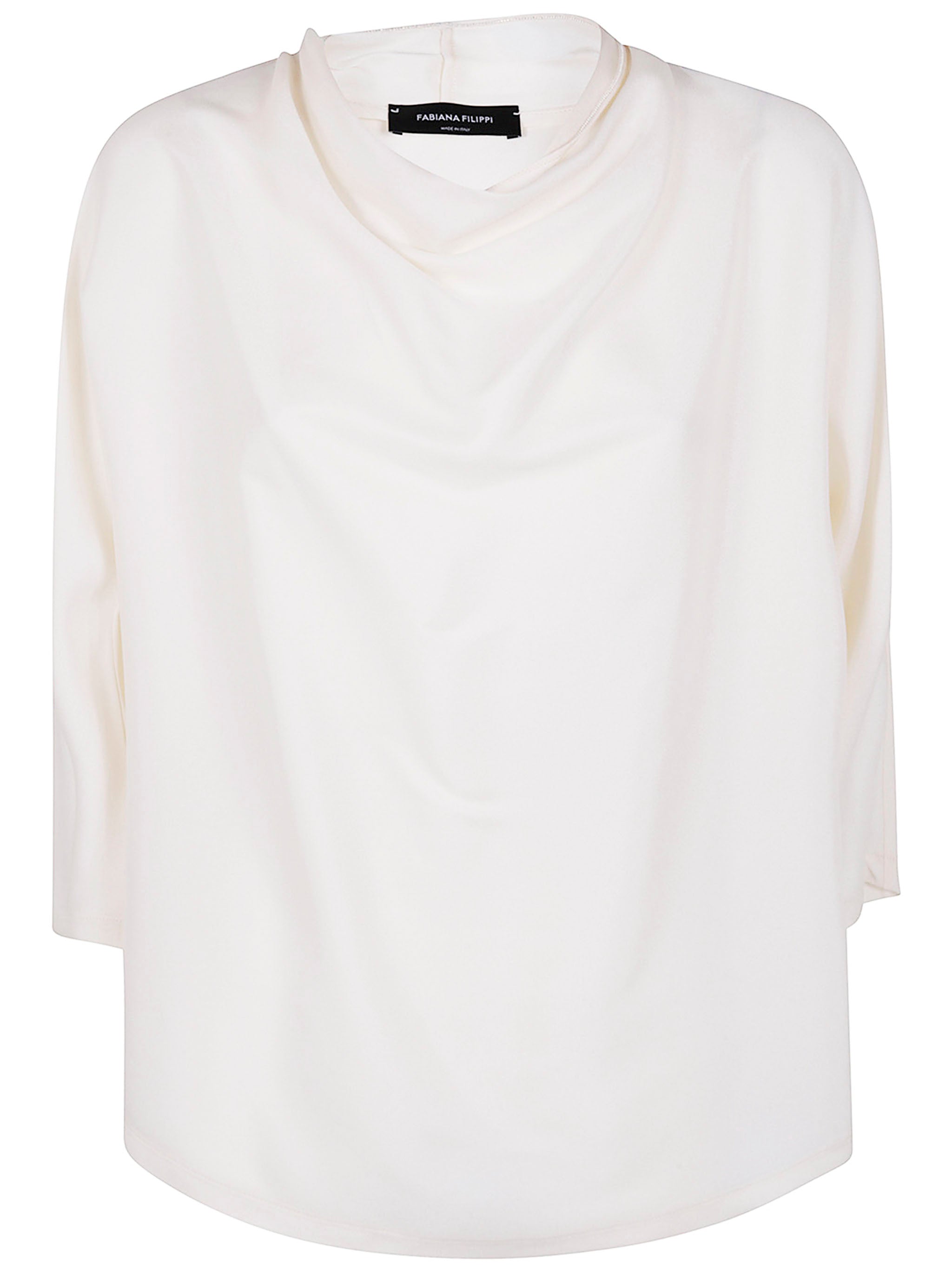 FABIANA FILIPPI Satin Short Sleeve Top with Detail