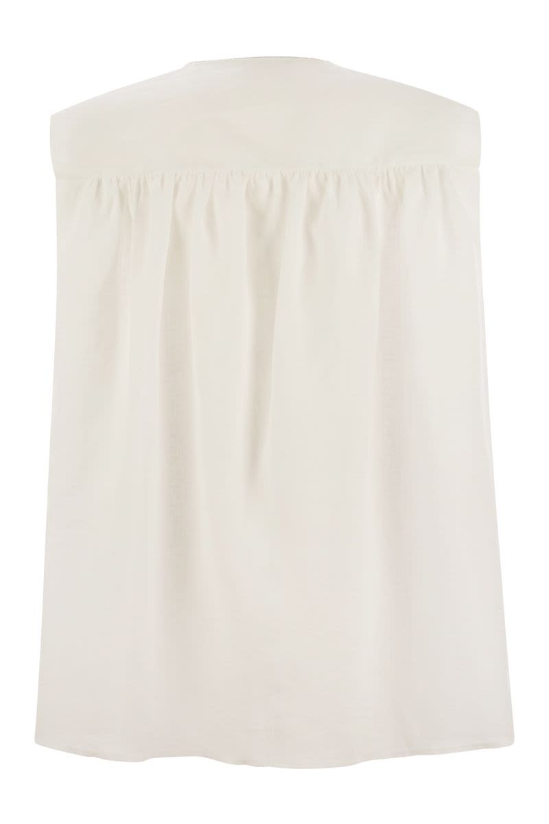 FABIANA FILIPPI Linen Sleeveless Top with Back Gather Detail