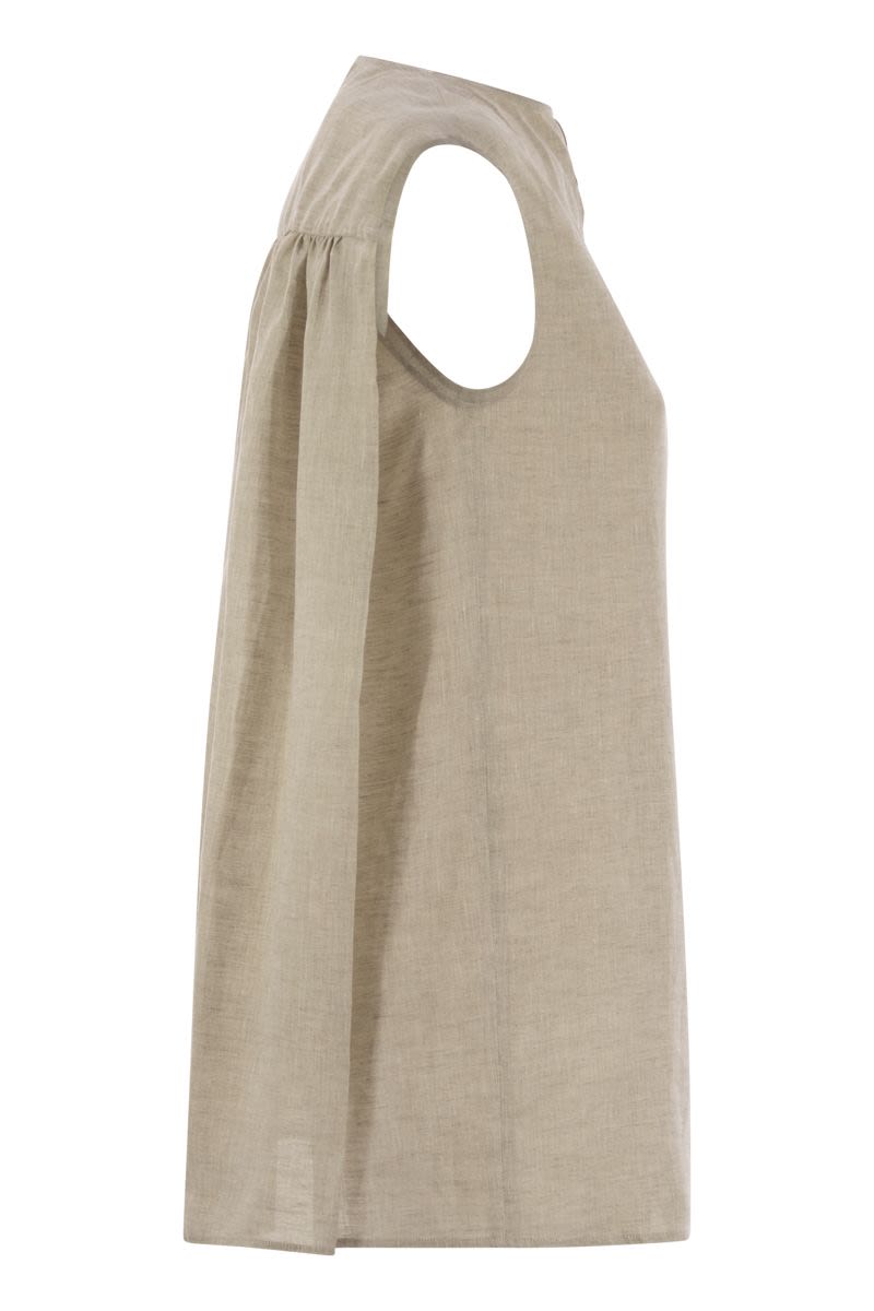 FABIANA FILIPPI Sleeveless Linen Top with Back Gathering - SS25