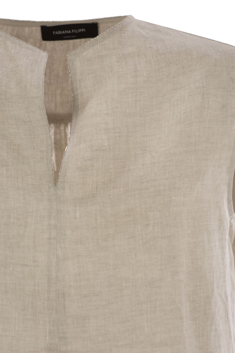 FABIANA FILIPPI Sleeveless Linen Top with Back Gathering - SS25