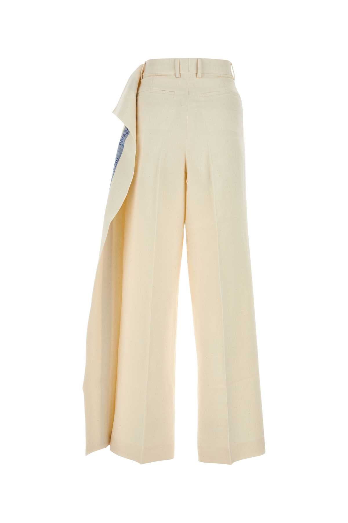 JW ANDERSON Ivory Cotton Blend Wide-Leg Pants - SS24