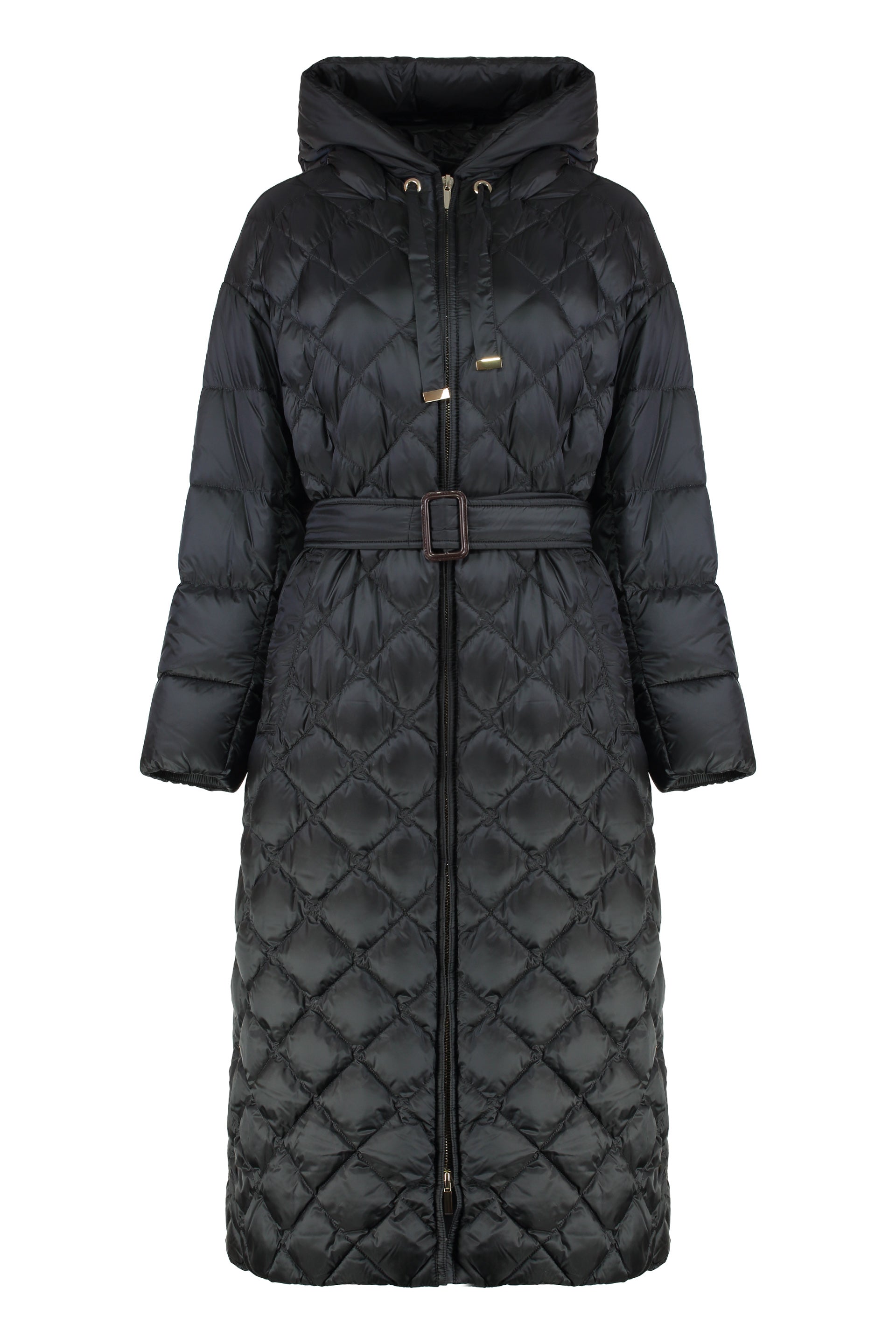 S MAX MARA Waterproof Down Jacket with Hood and Side Slits