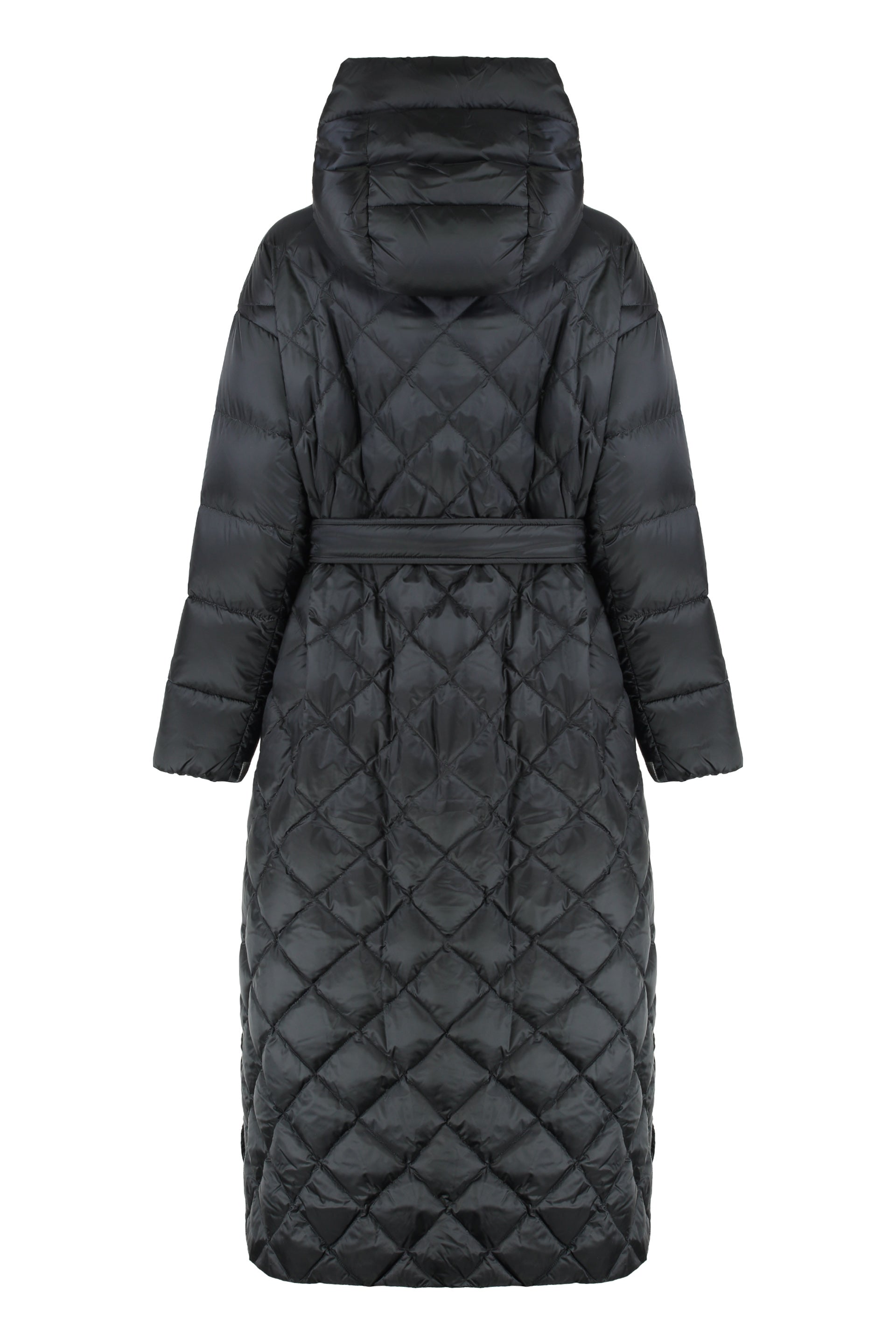 S MAX MARA Waterproof Down Jacket with Hood and Side Slits