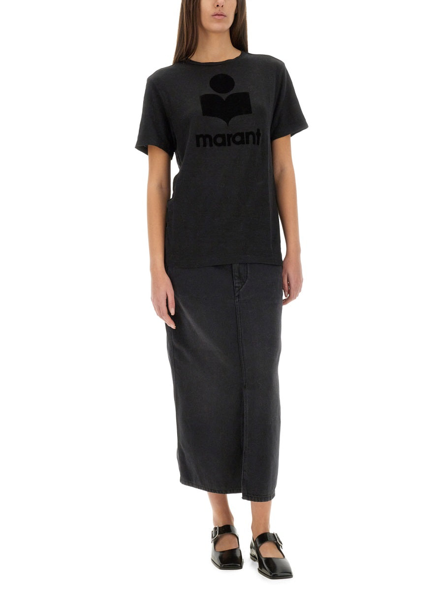 ISABEL MARANT ETOILE Flocked Linen T-Shirt