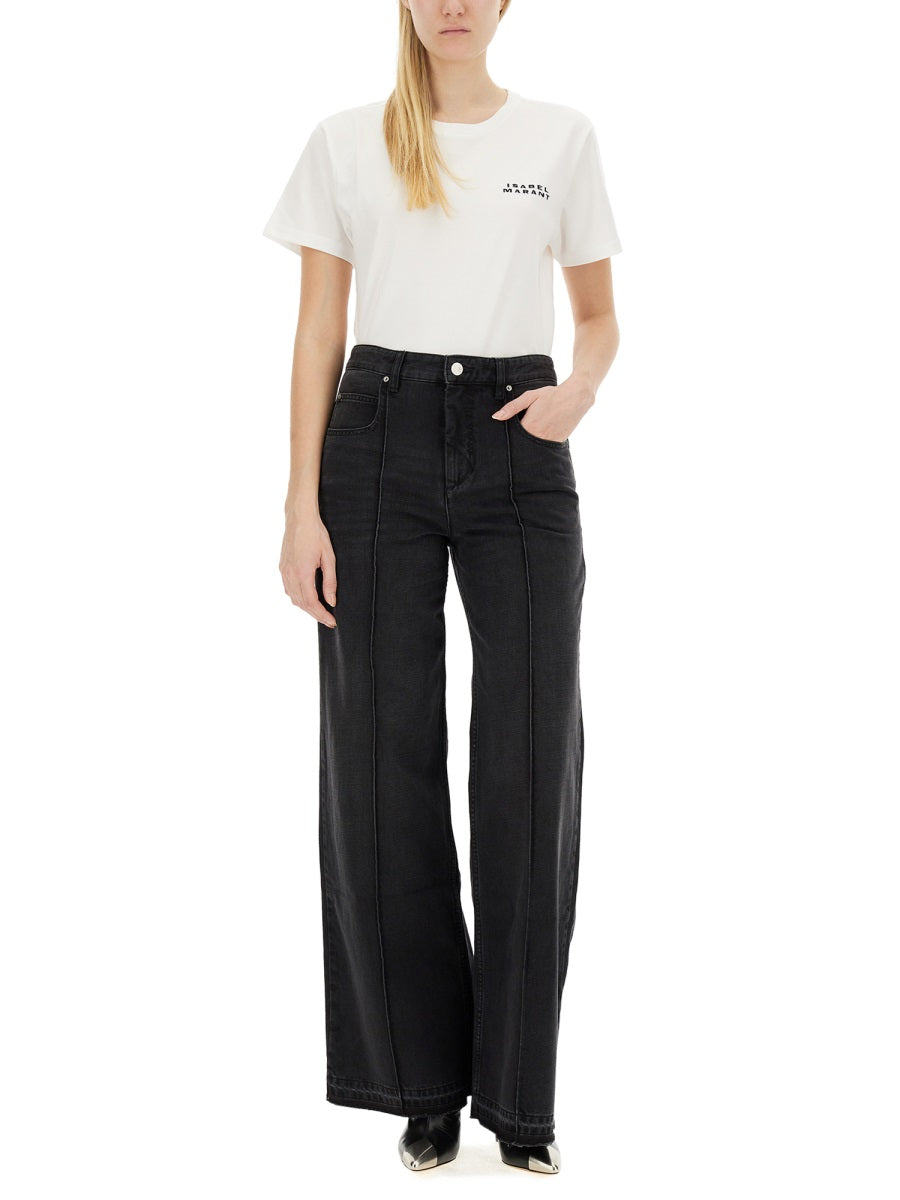 ISABEL MARANT Women's Crew Neck Organic Cotton Logo T-Shirt