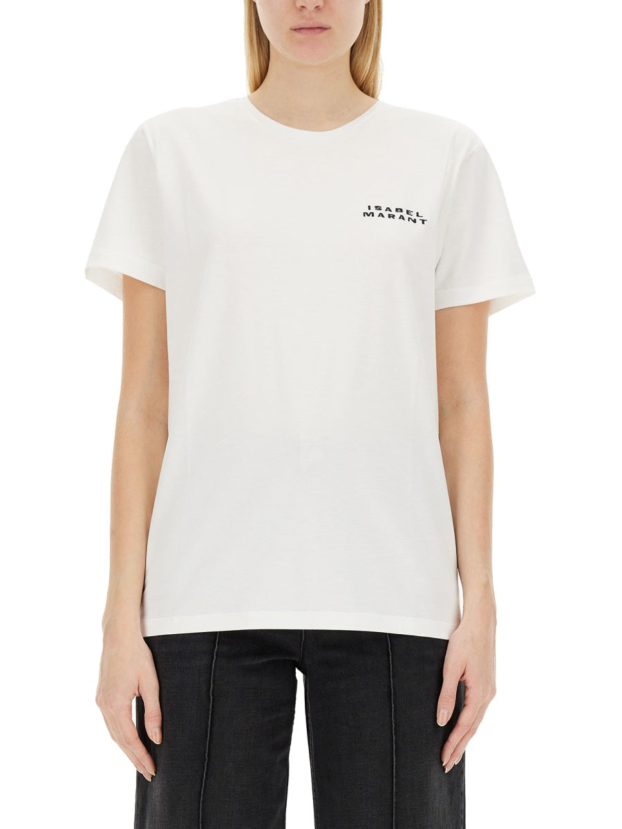 ISABEL MARANT Women's Crew Neck Organic Cotton Logo T-Shirt