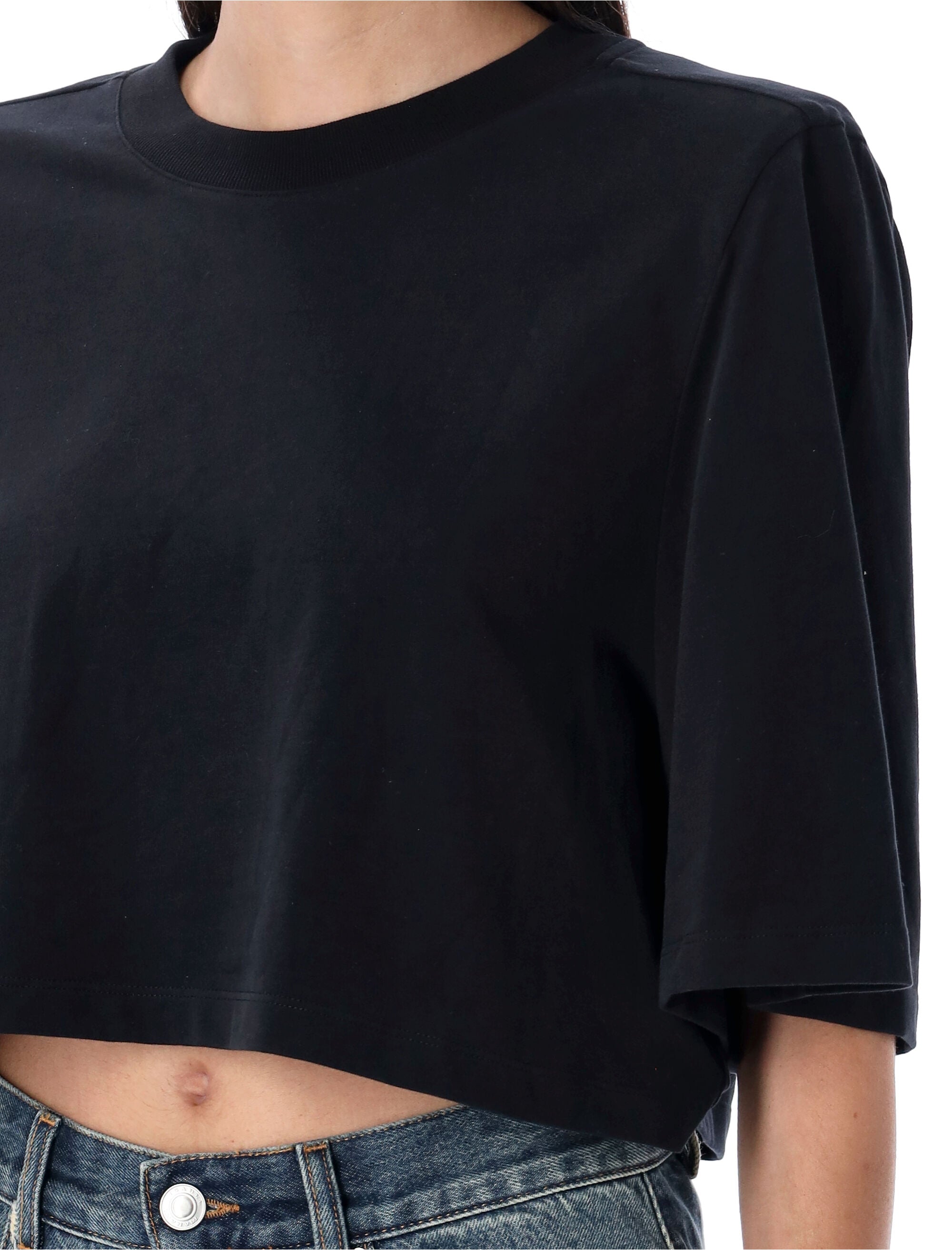 ISABEL MARANT Cropped Boxy T-Shirt with Padded Shoulders - Size S