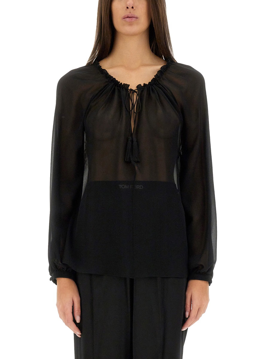 TOM FORD Silk Button-Down Shirt - Size 38 IT