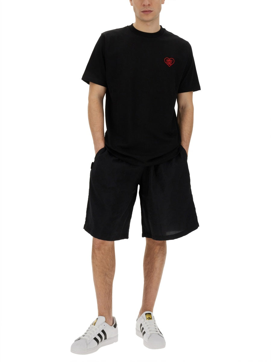 Heart Embroidered Family First T-Shirt - Regular Fit Large Size