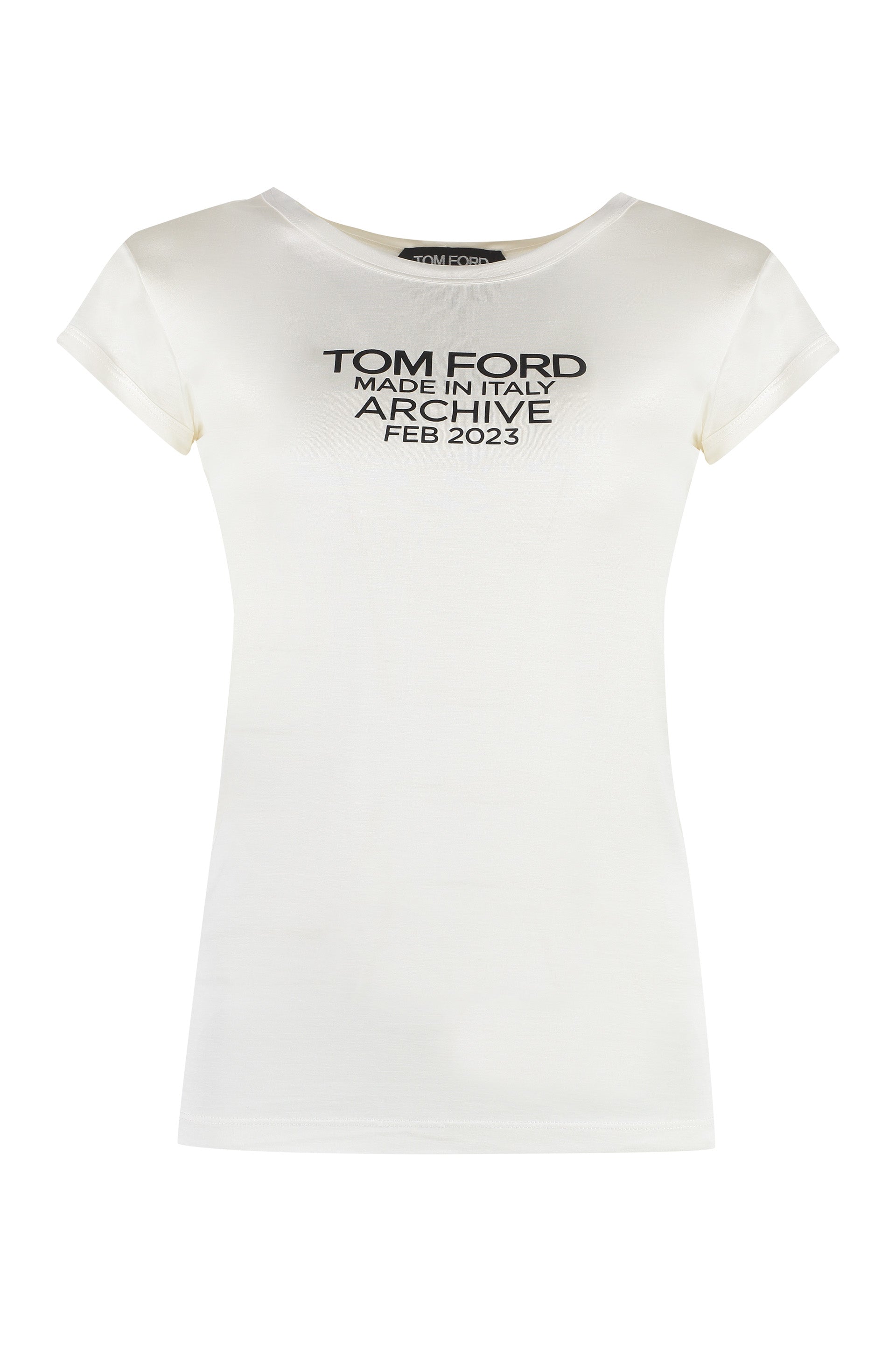TOM FORD Silk T-Shirt with Contrast Print for Women