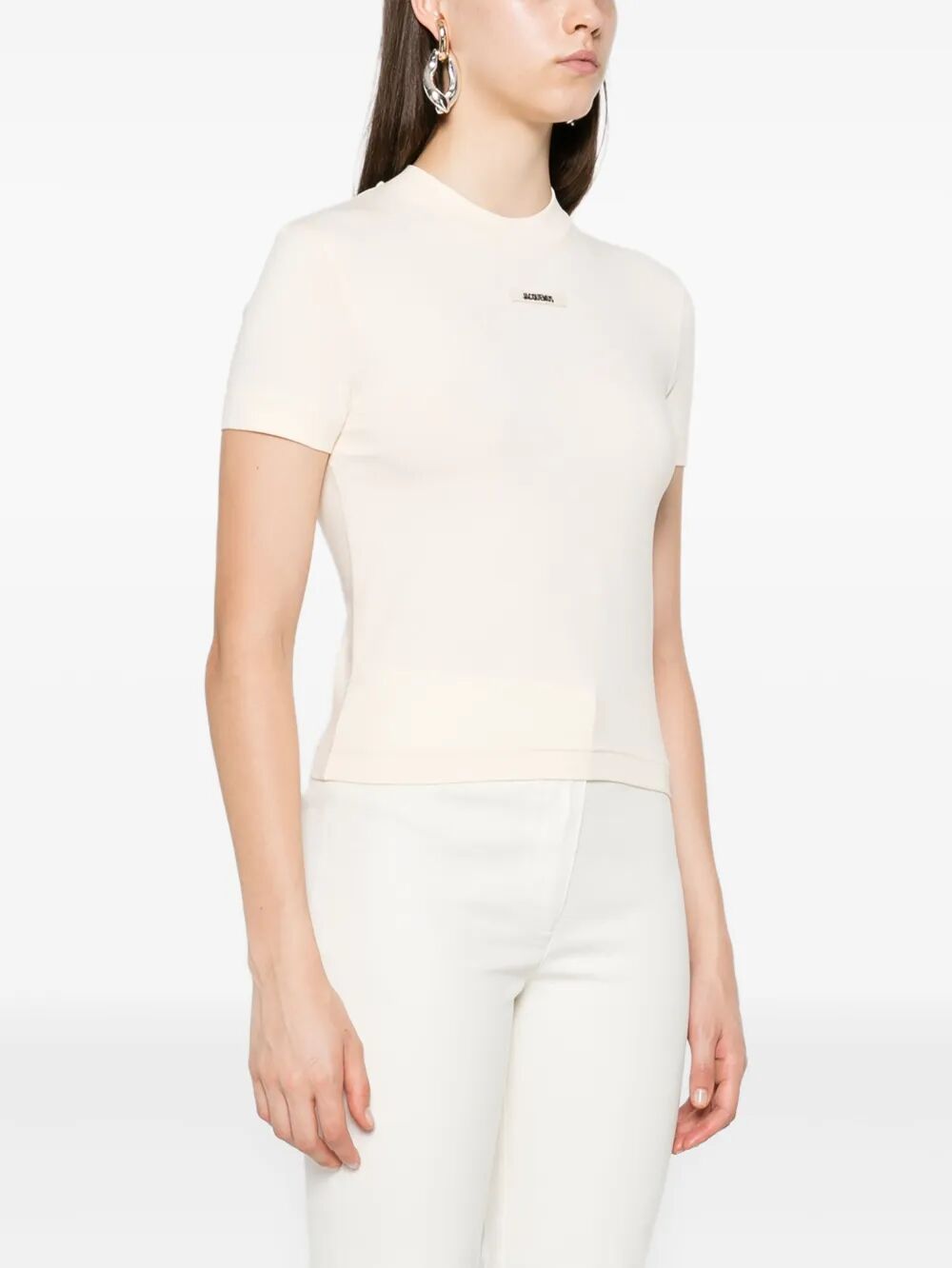 JACQUEMUS Cotton T-Shirt with Logo Plaque for Women
