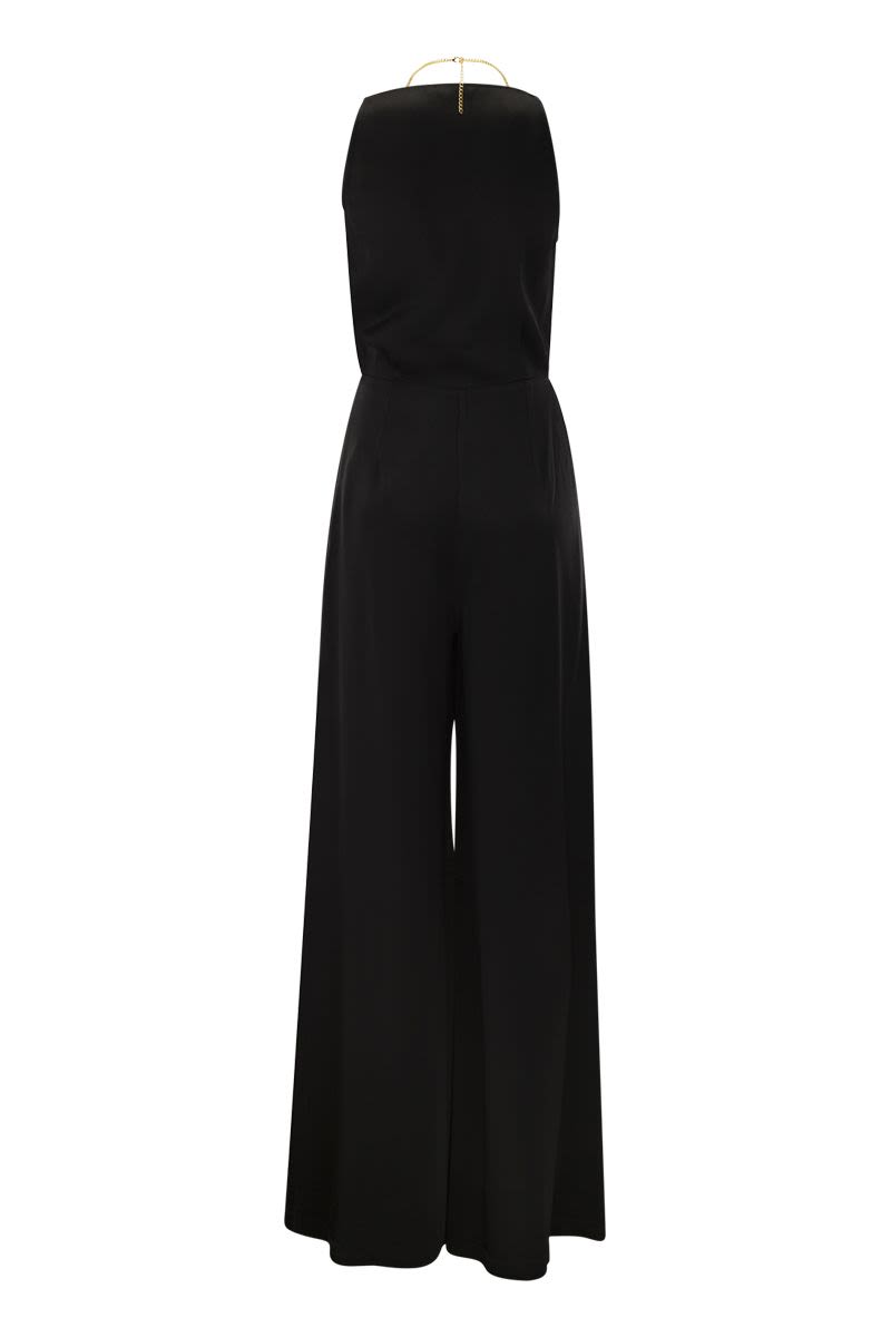 ELISABETTA FRANCHI Fluid Crepe Sleeveless Jumpsuit with Bra Accessory