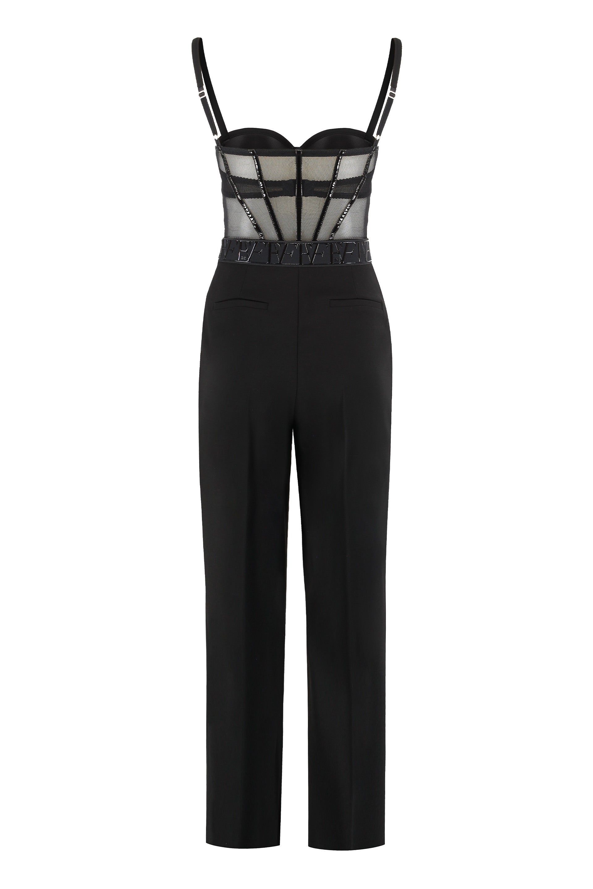 ELISABETTA FRANCHI Lightweight Creased Pleated and Tulle Jumpsuit