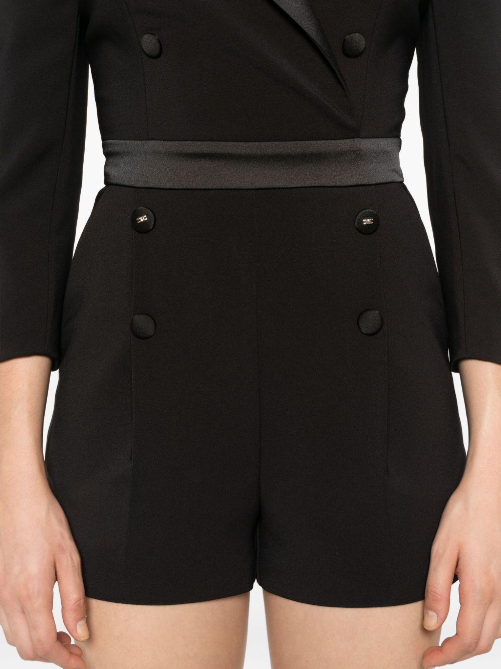 ELISABETTA FRANCHI Women's Peak Lapel Double-Breasted Short Jumpsuit