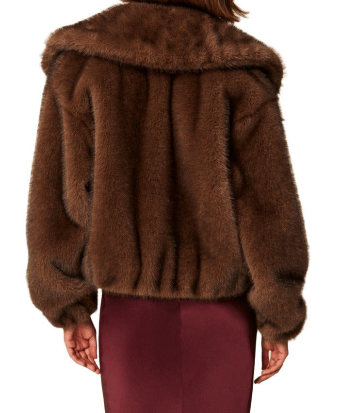 TWINSET ACTITUDE Relaxed Fit Soft Beaver Jacket