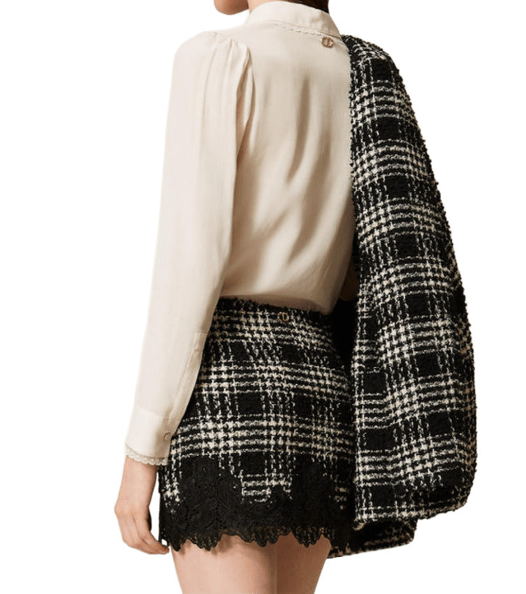 TWIN SET Mini Fitted Check Pattern Skirt