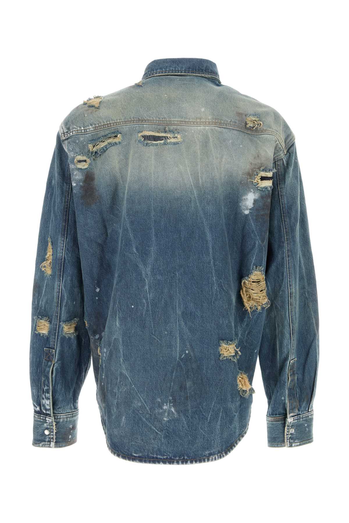 VETEMENTS Distressed Denim Shirt for Men - Fall/Winter 2024