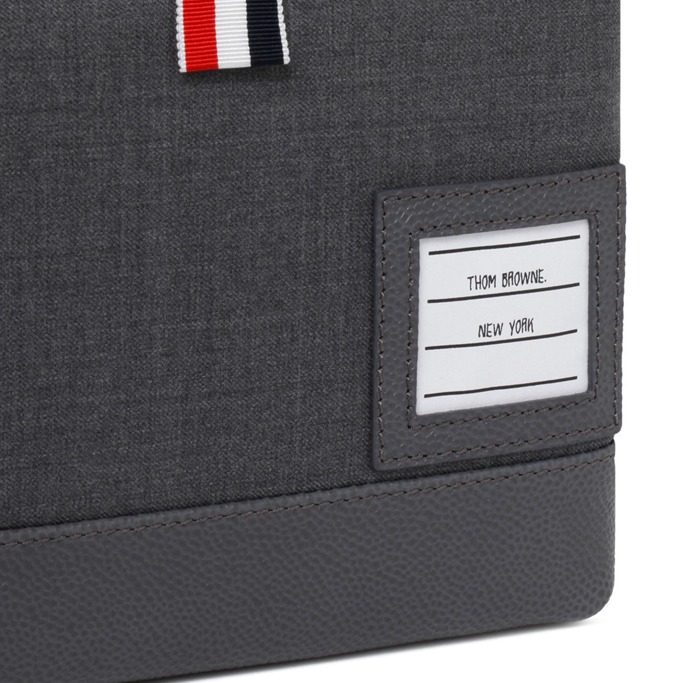 THOM BROWNE Medium Grey Wool Leather Handbag