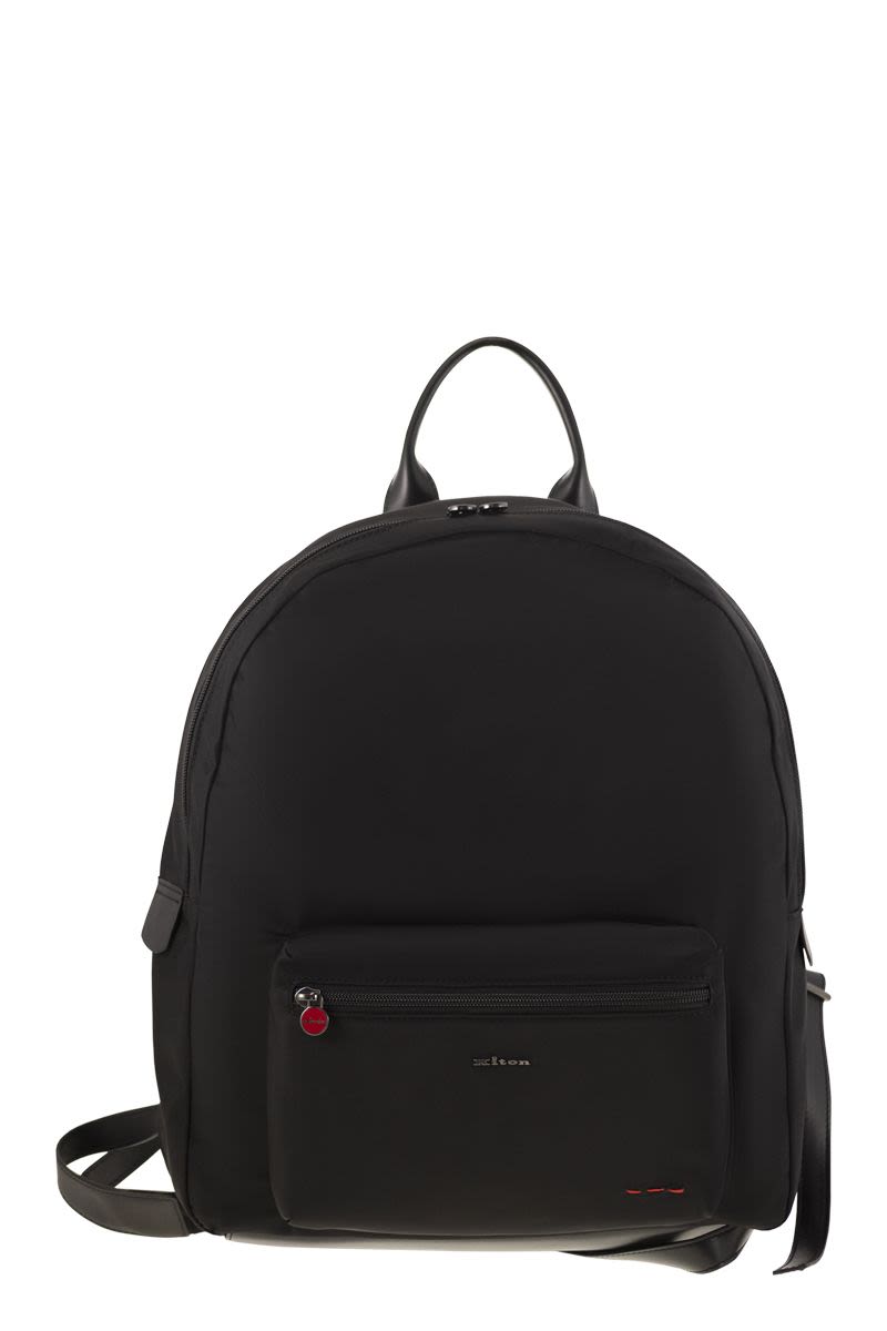 KITON Technical Fabric Mini Backpack with Logo - 33 x 40 x 12.5 cm