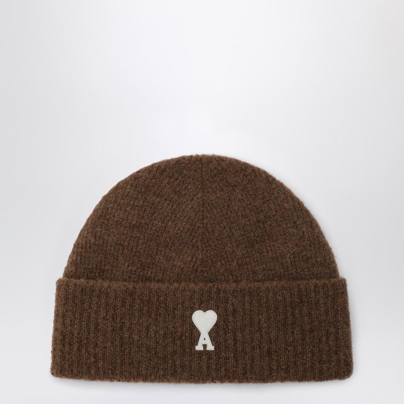 AMI PARIS Ribbed Wool Beanie with Turned-Up Hem