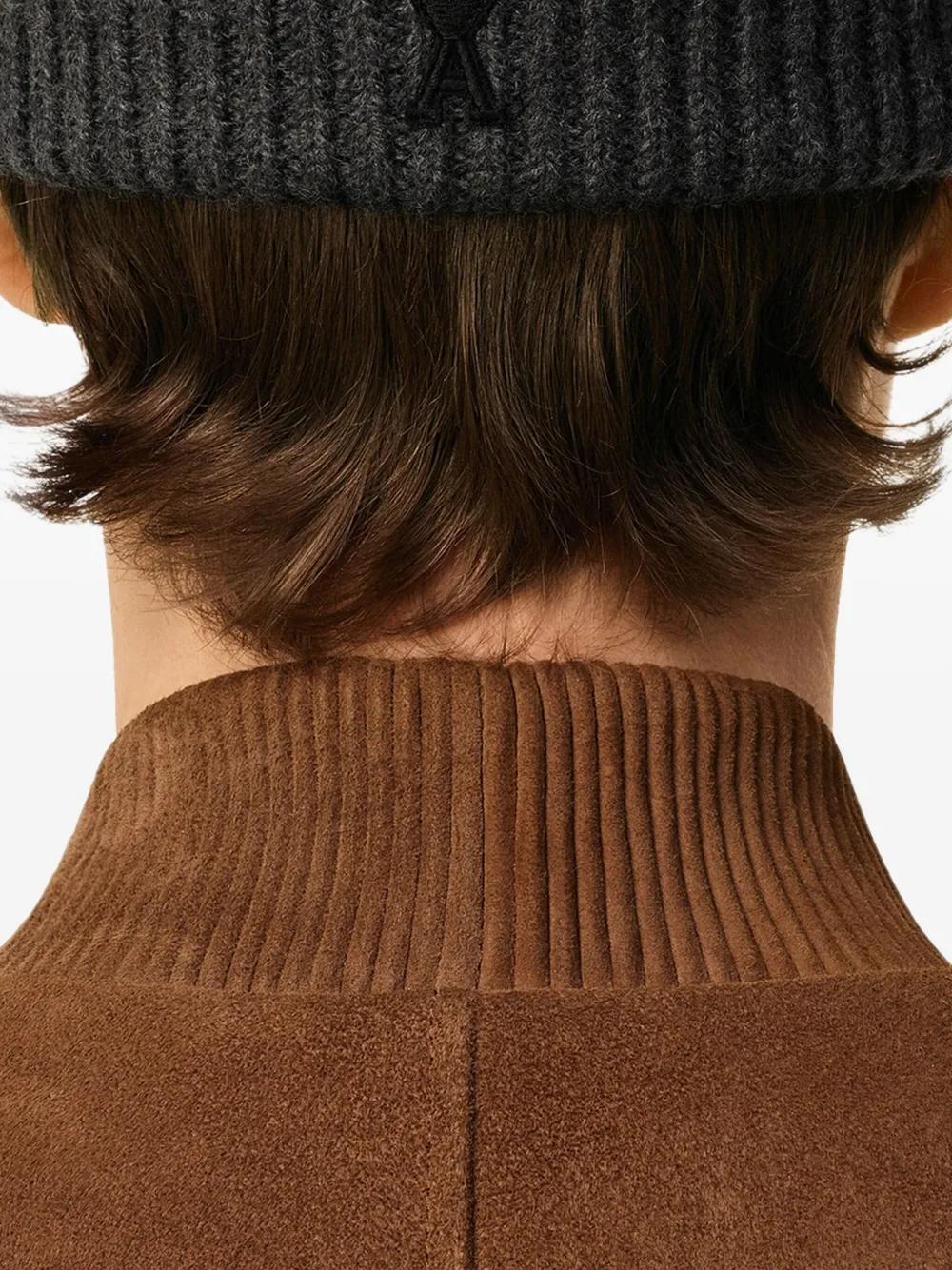 AMI PARIS Ribbed Wool Beanie with Turned-Up Hem for Men