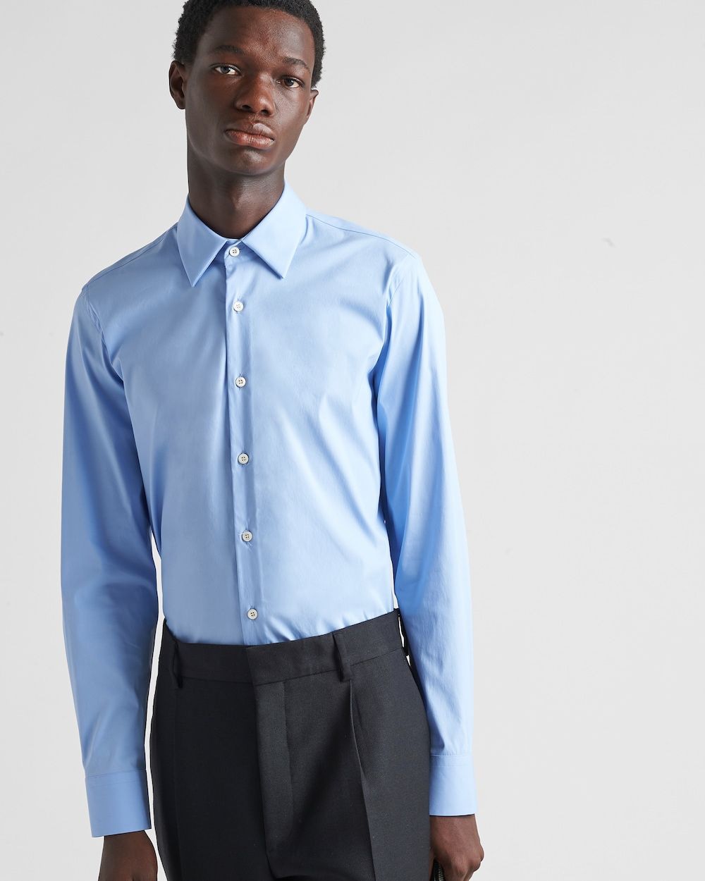 PRADA Men's Stretch Fit Popeline Shirt
