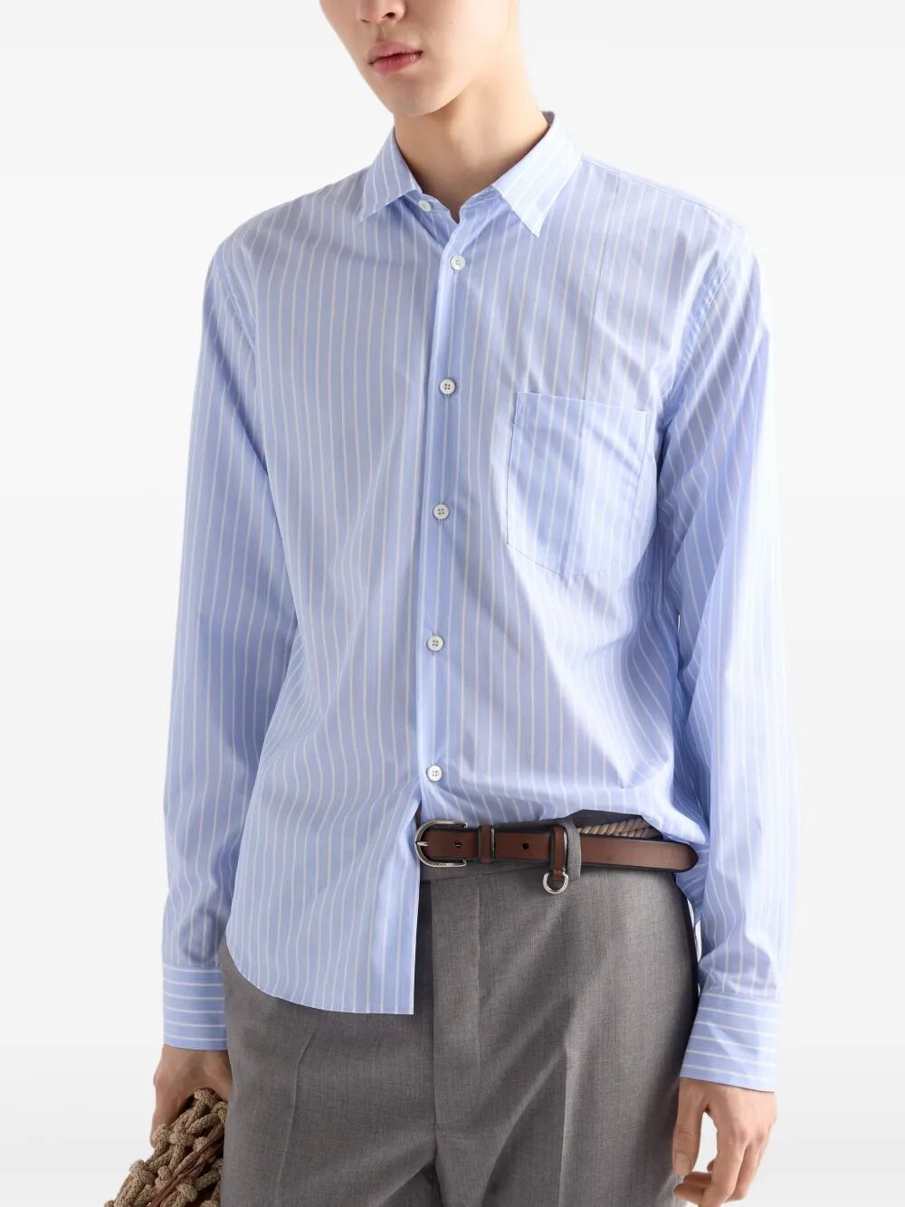PRADA Classic Fit Striped Cotton Shirt