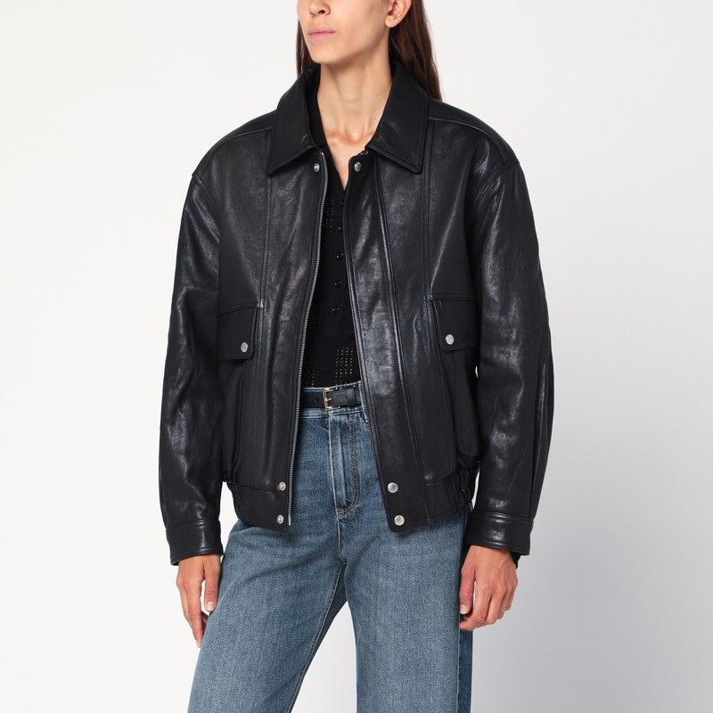 DUNST Lambskin Leather Bomber Jacket for Women