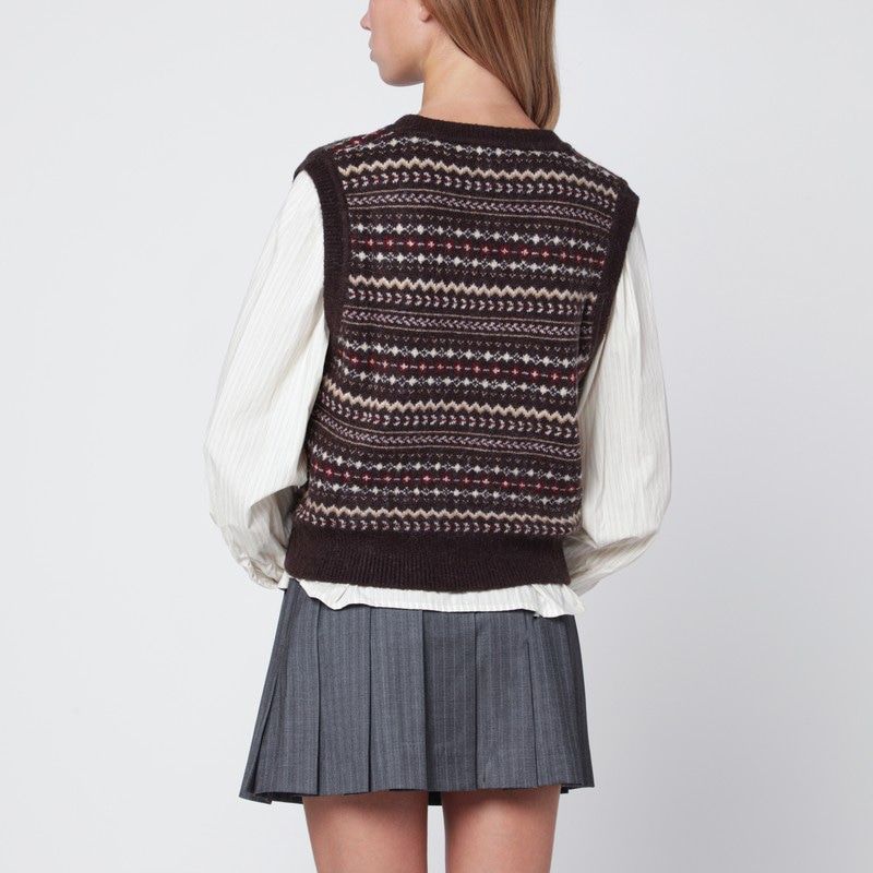 DUNST Wool Blend Waistcoat with V-Neck and Ribbed Edges