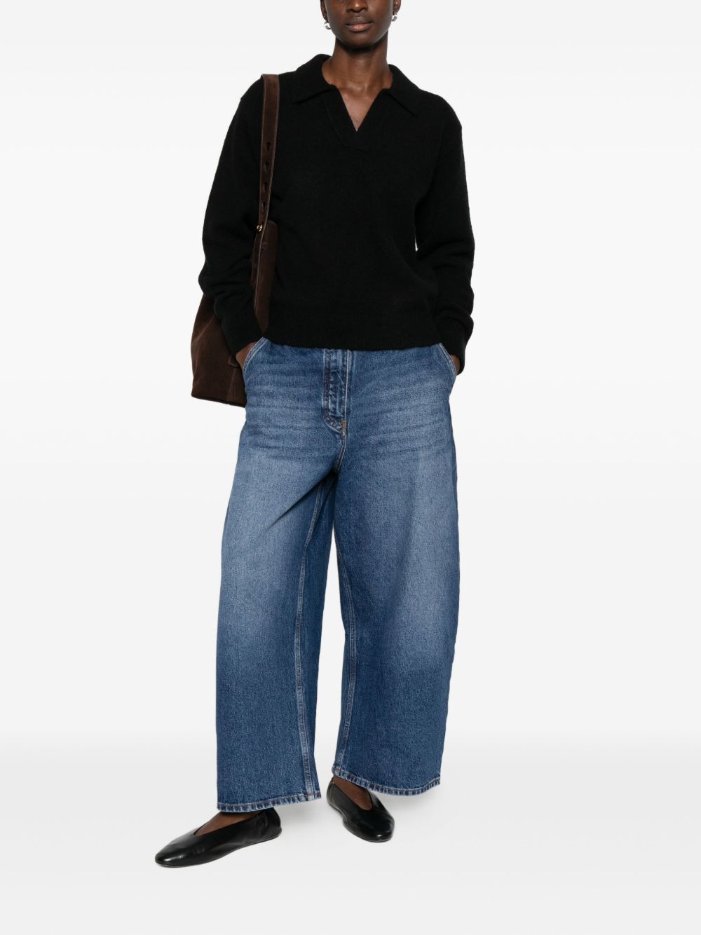 DUNST Wool Blend V-Neck Polo Sweater