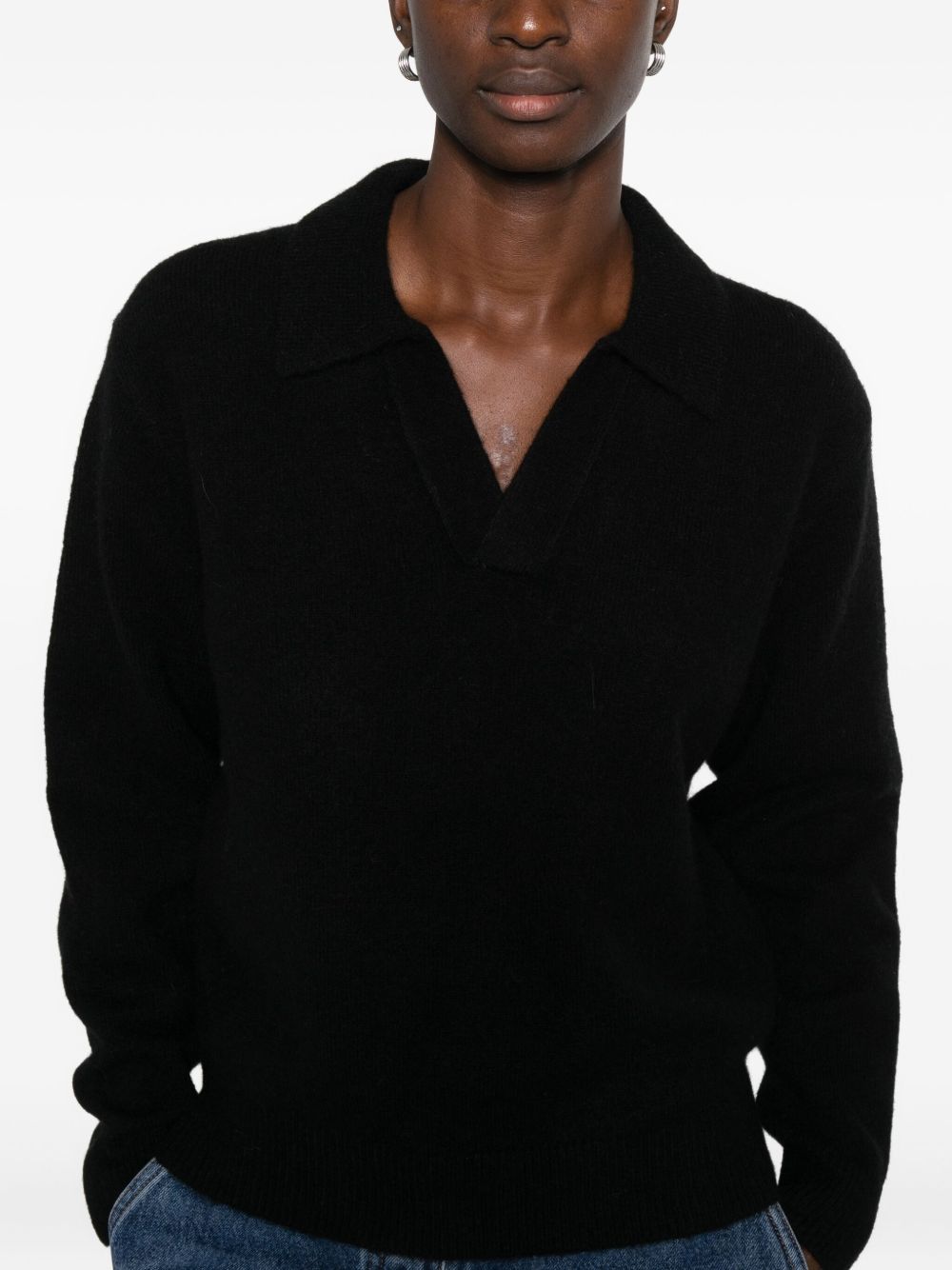 DUNST Wool Blend V-Neck Polo Sweater