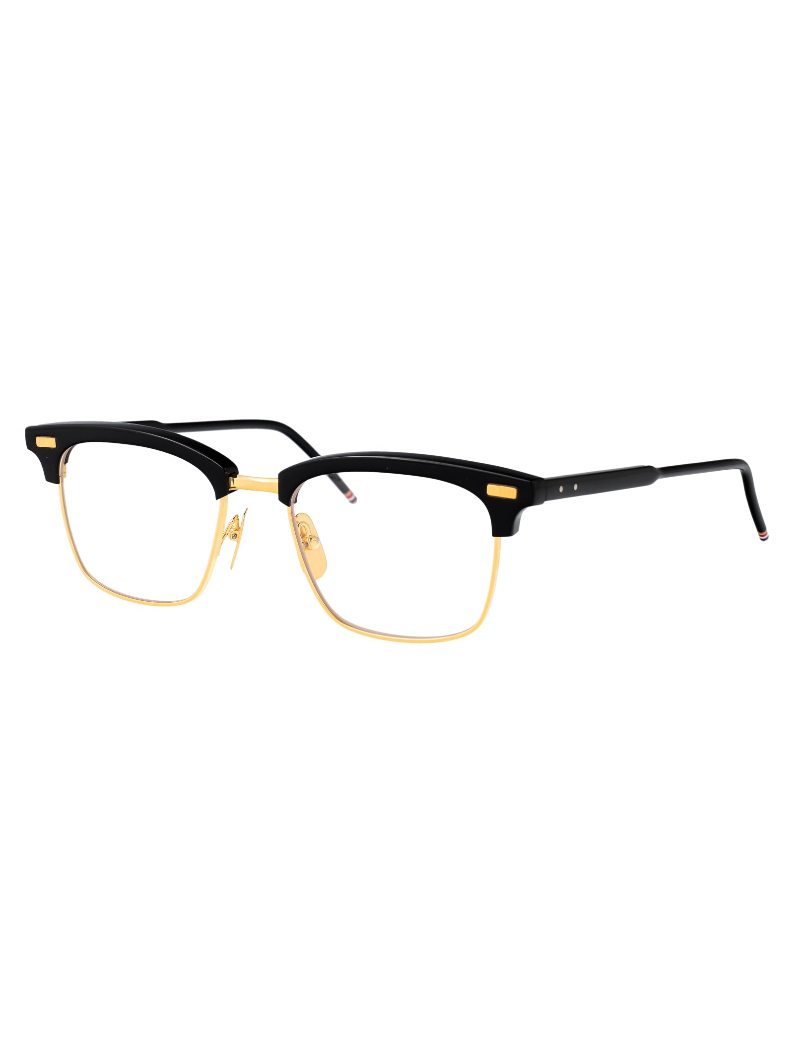 THOM BROWNE Shiny Acetate and Titanium Optical Glasses with 18K Gold Detail