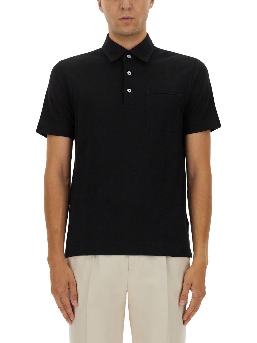 ZEGNA Cotton Polo Shirt with Pocket - Size 48