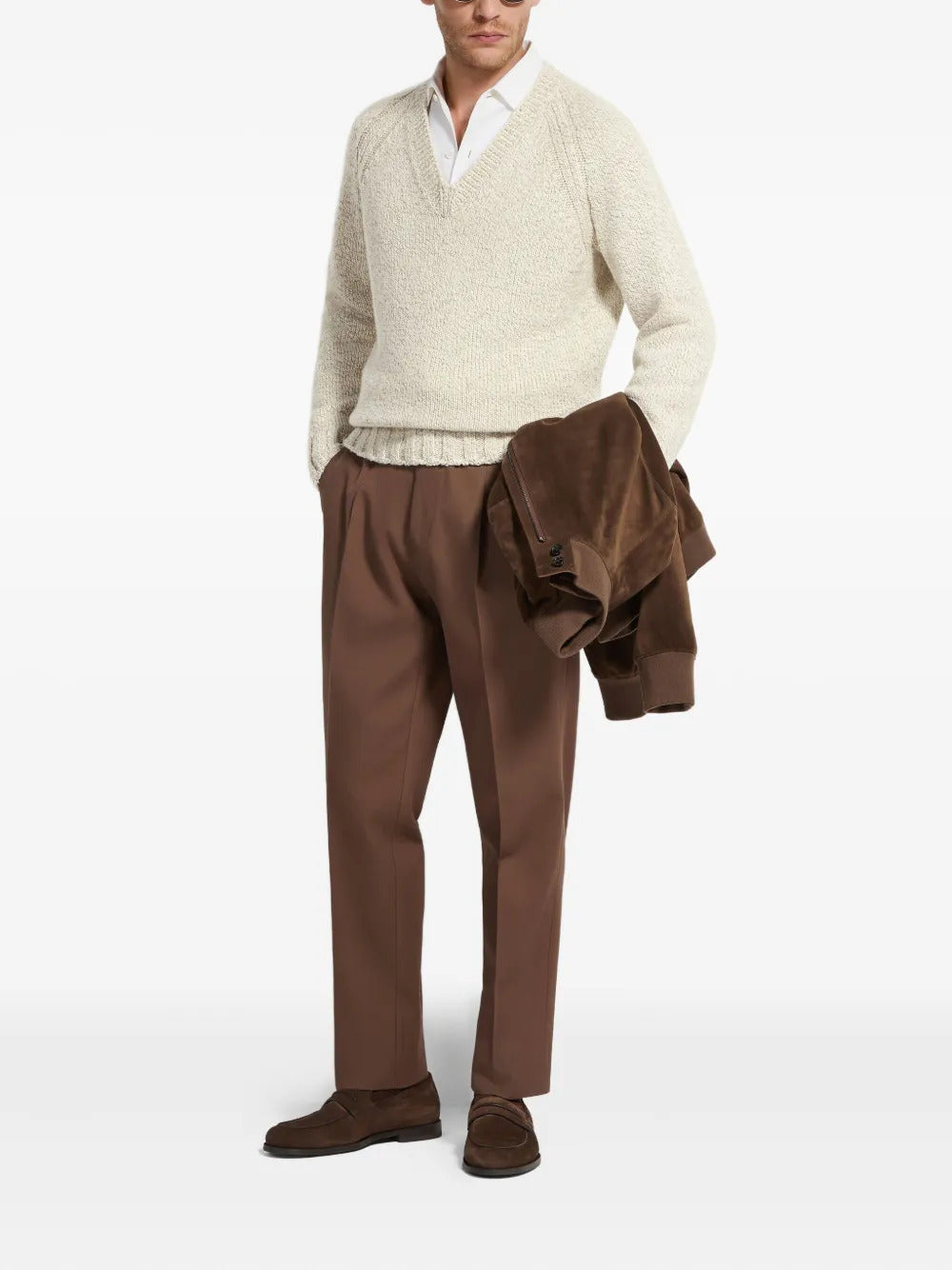 ZEGNA V-Neck Cashmere Blend Jumper - Size 48