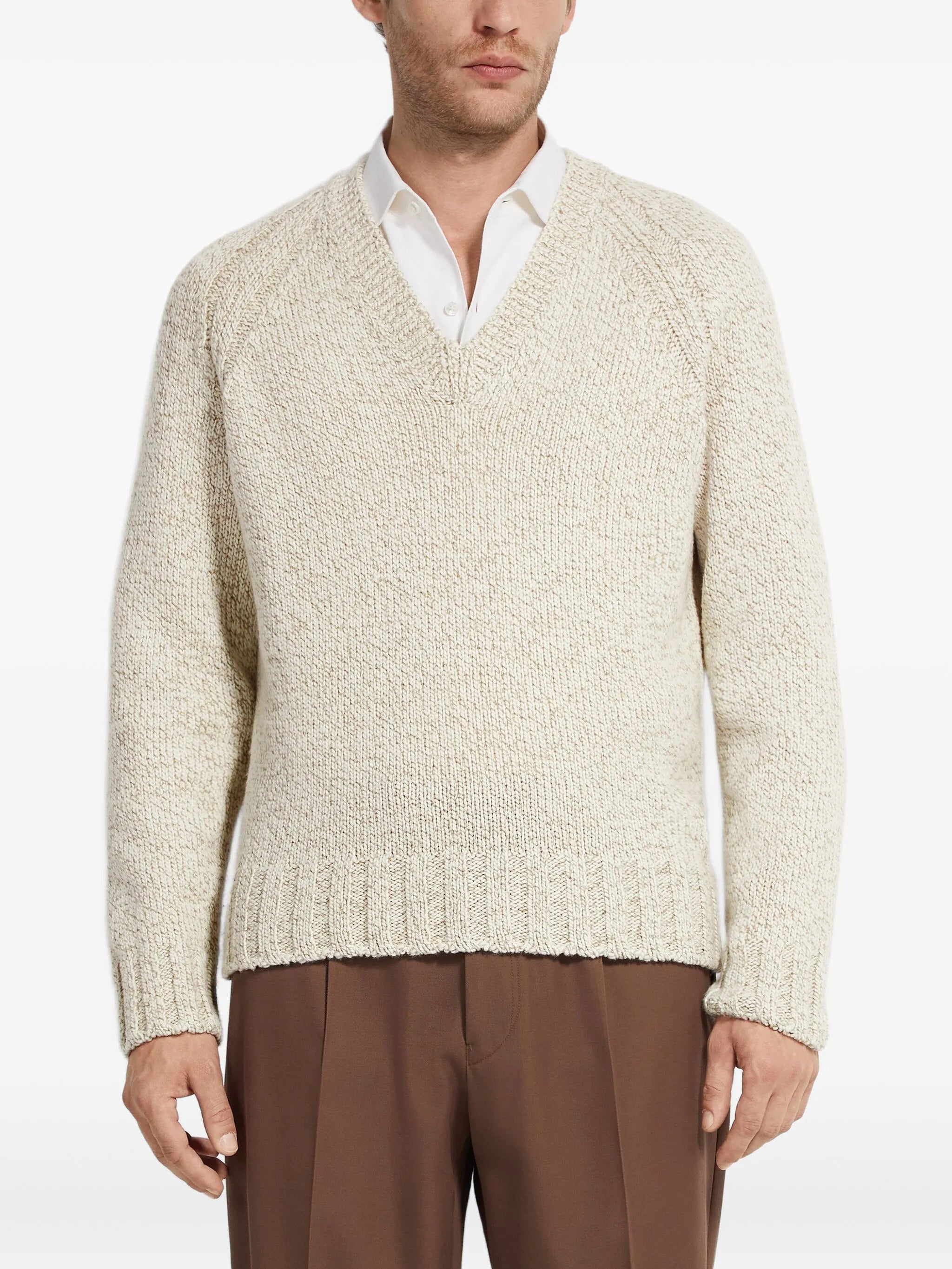 ZEGNA V-Neck Cashmere Blend Jumper - Size 48