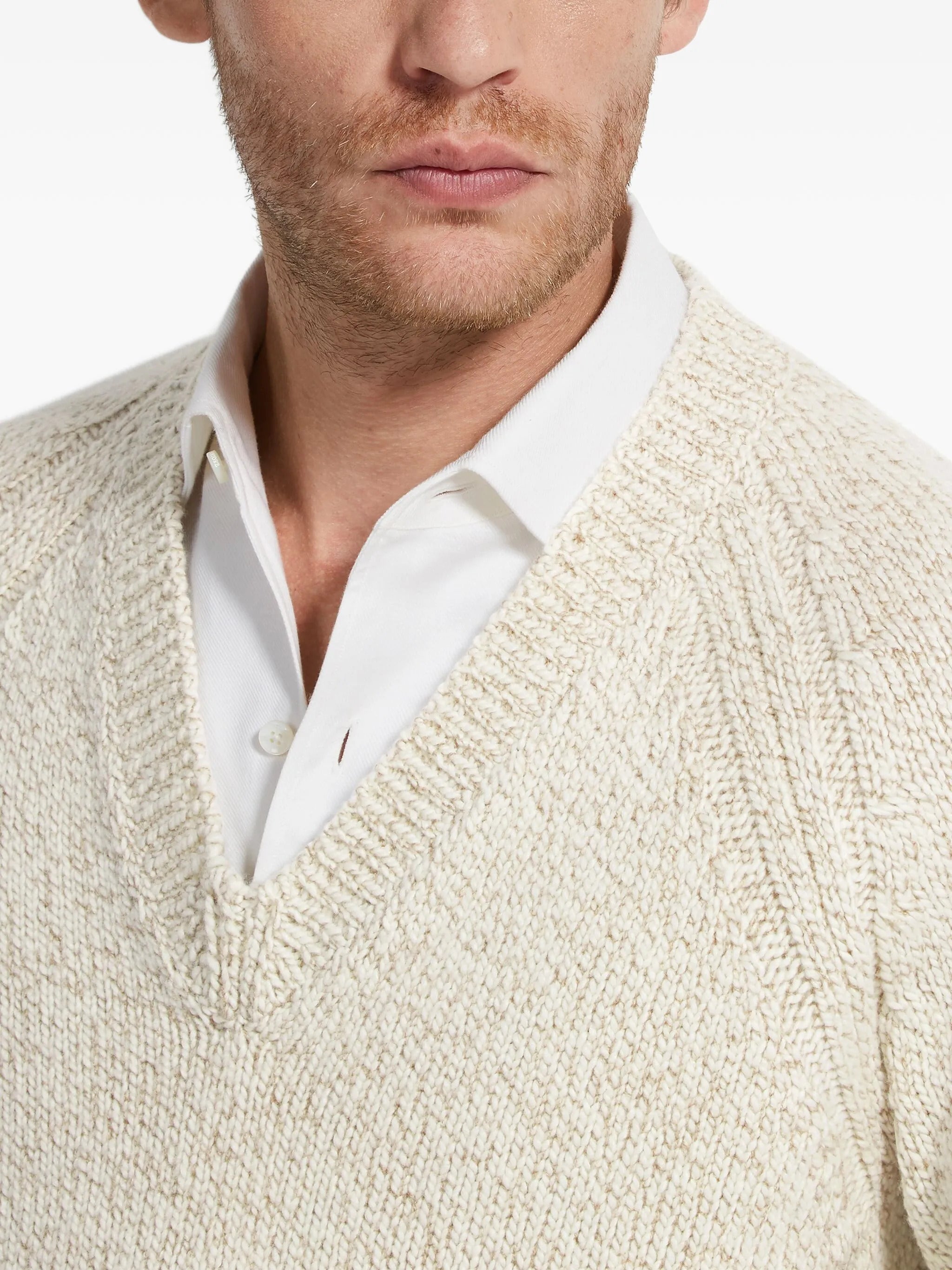 ZEGNA V-Neck Cashmere Blend Jumper - Size 48