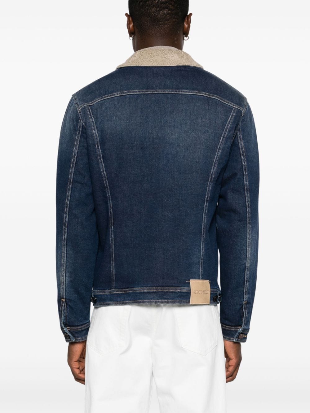JACOB COHEN Men's Indigo Denim Jacket with Faux-Shearling