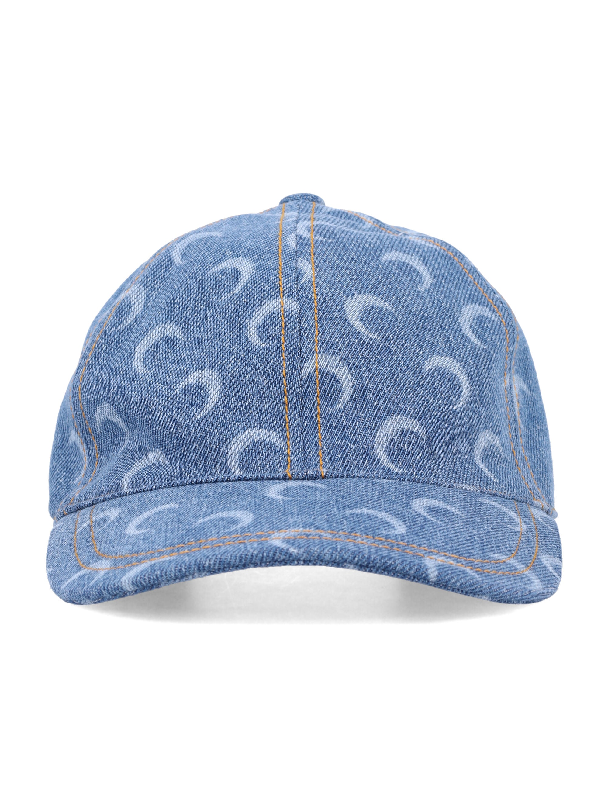 MARINE SERRE Denim Baseball Cap with All-Over Laser Moon Motif